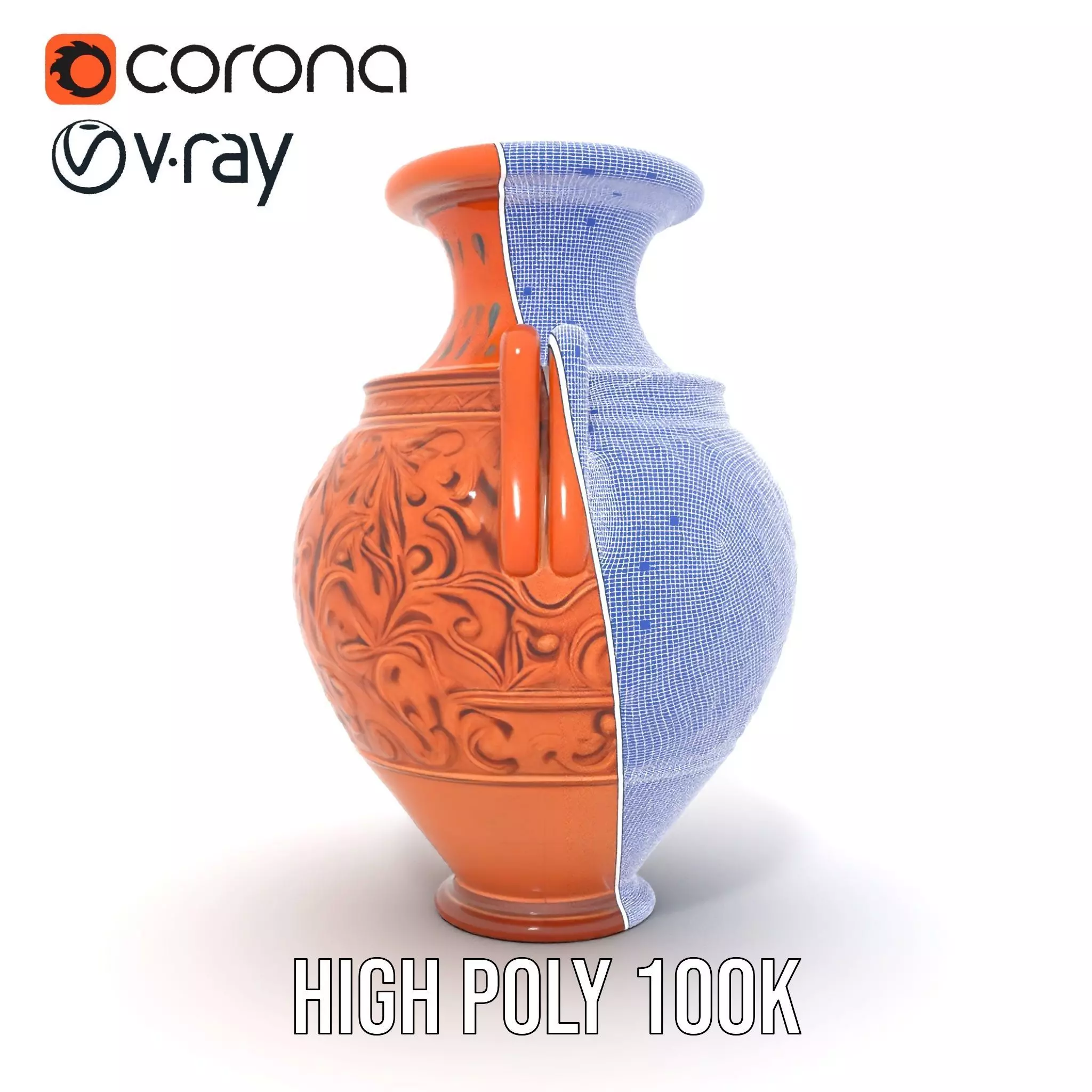 Terracotta Ornate Vase model pack Low-poly 3D model_34