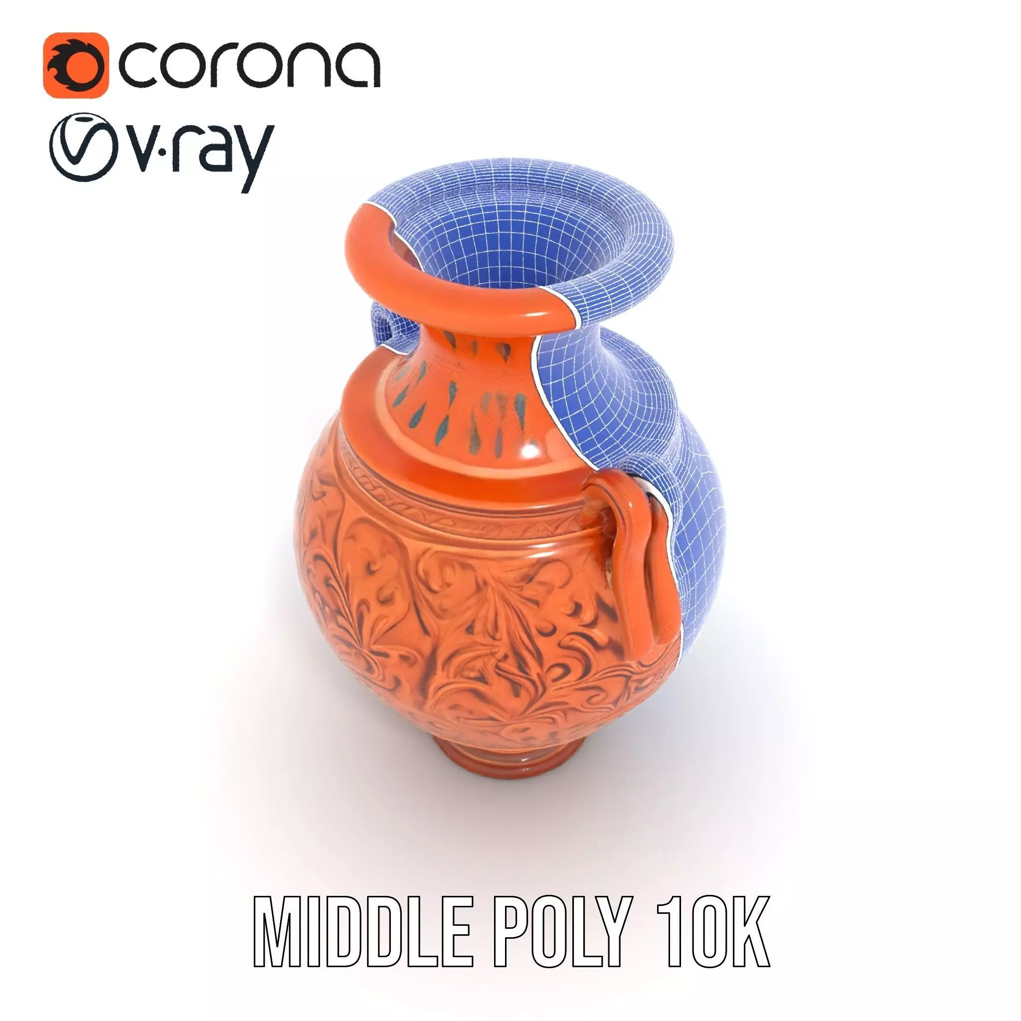 Terracotta Ornate Vase model pack Low-poly 3D model_29