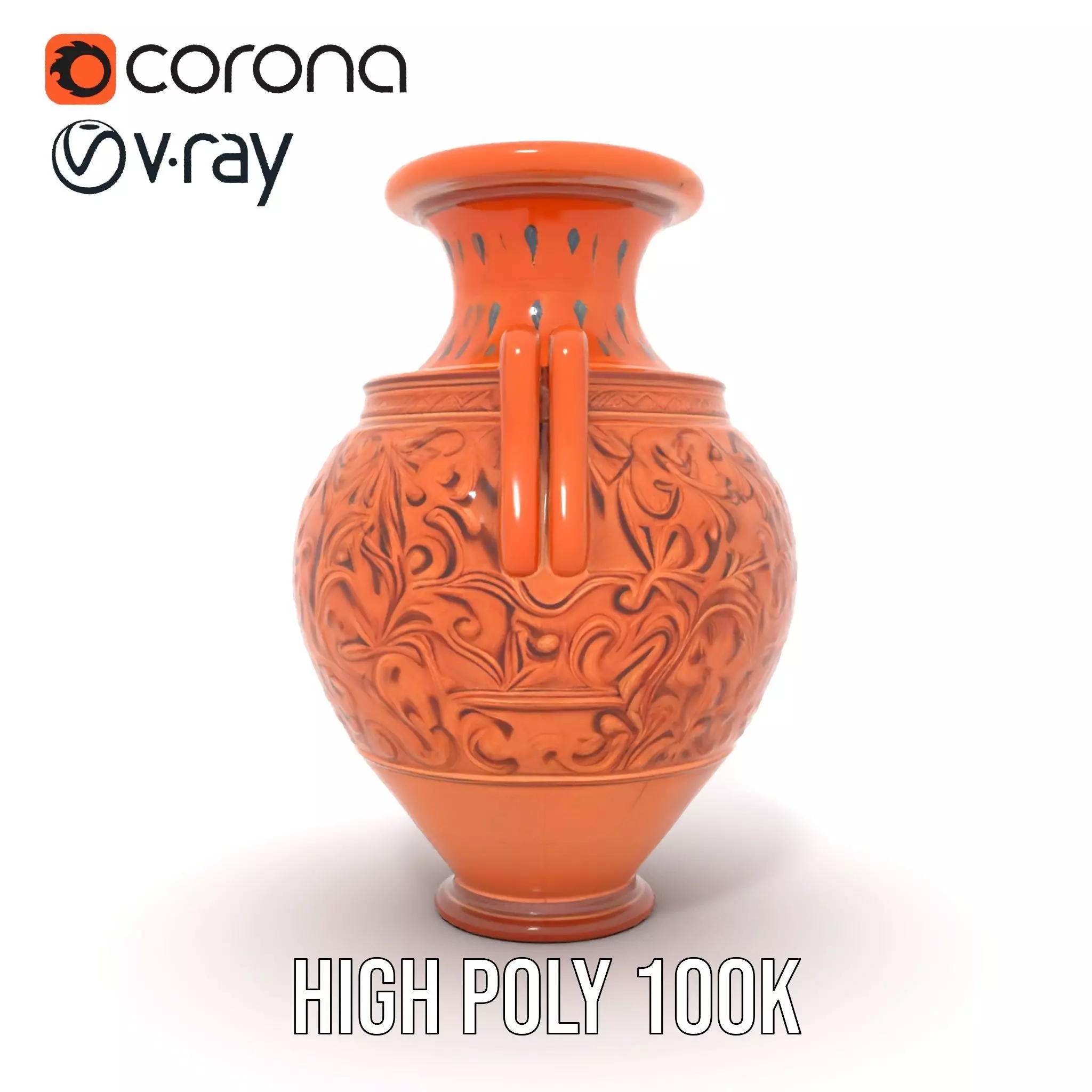 Terracotta Ornate Vase model pack Low-poly 3D model_23