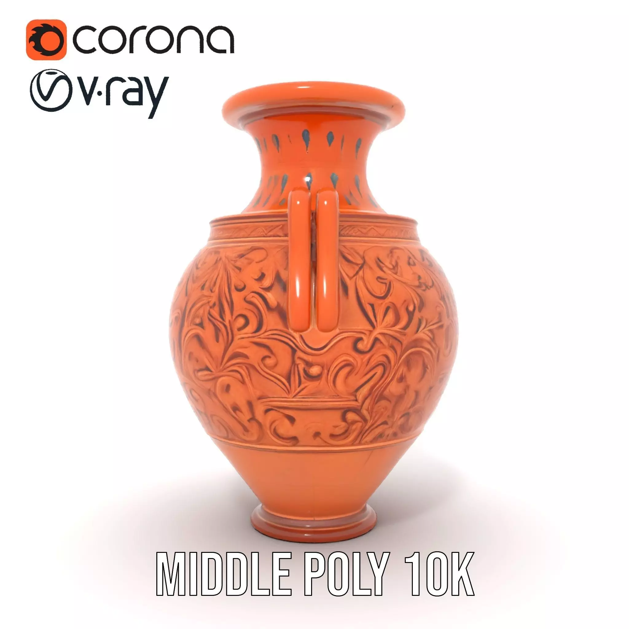 Terracotta Ornate Vase model pack Low-poly 3D model_16