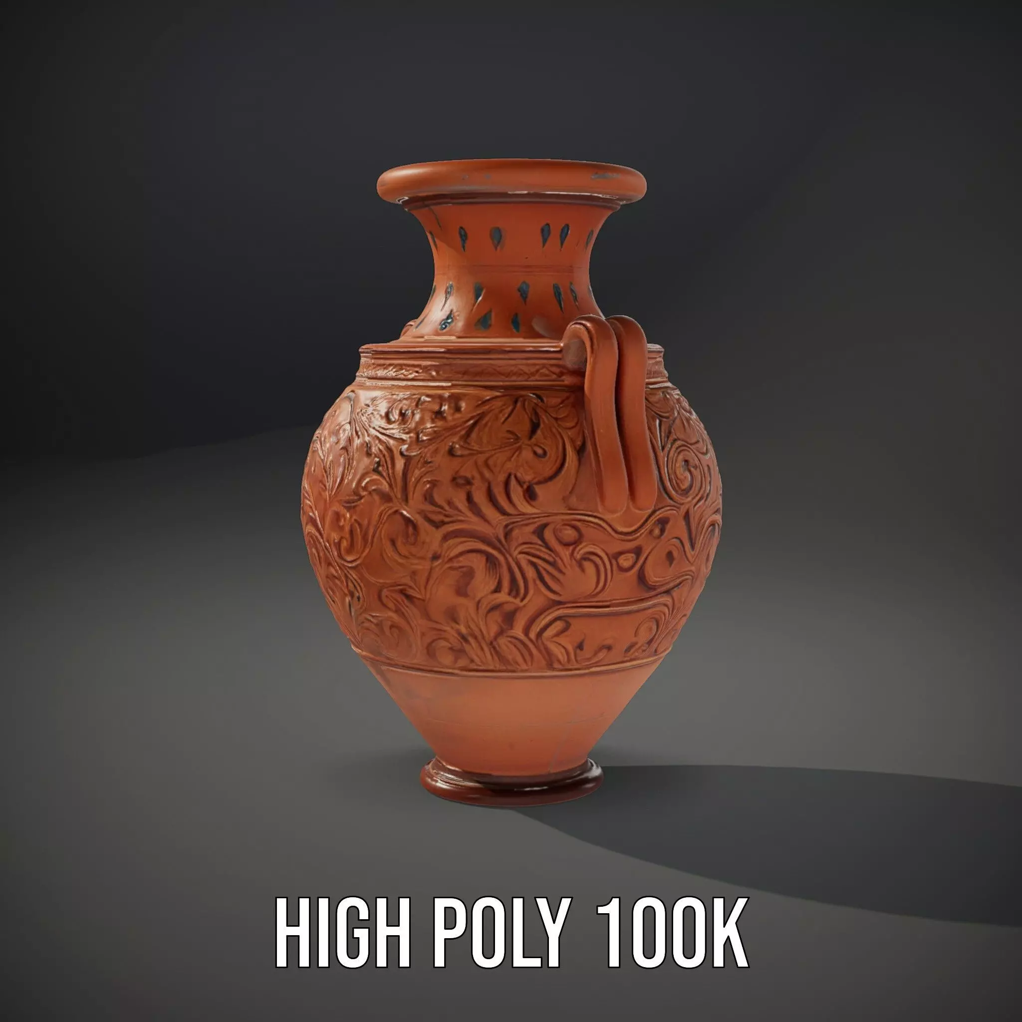 Terracotta Ornate Vase model pack Low-poly 3D model_8