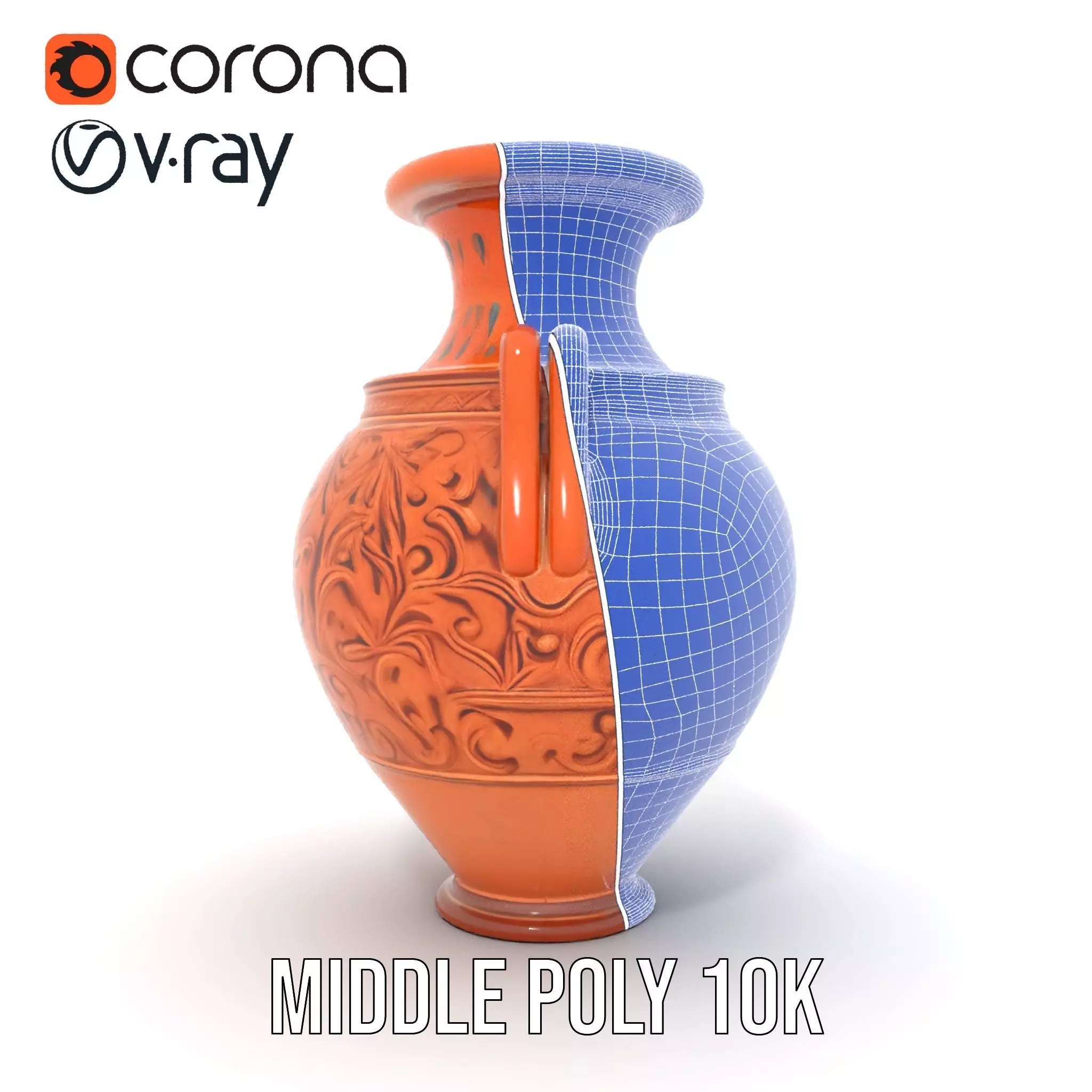 Terracotta Ornate Vase model pack Low-poly 3D model_27