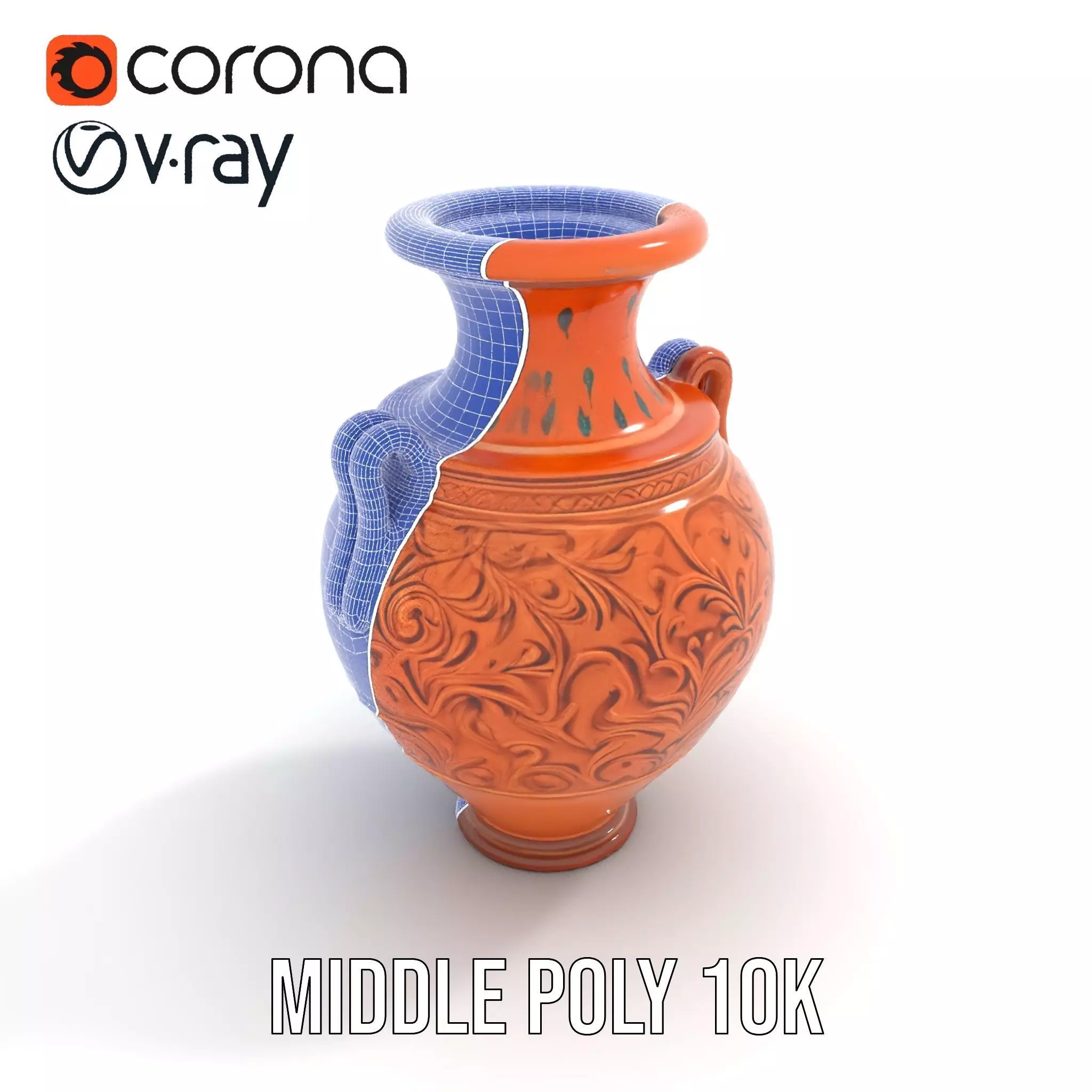 Terracotta Ornate Vase model pack Low-poly 3D model_21