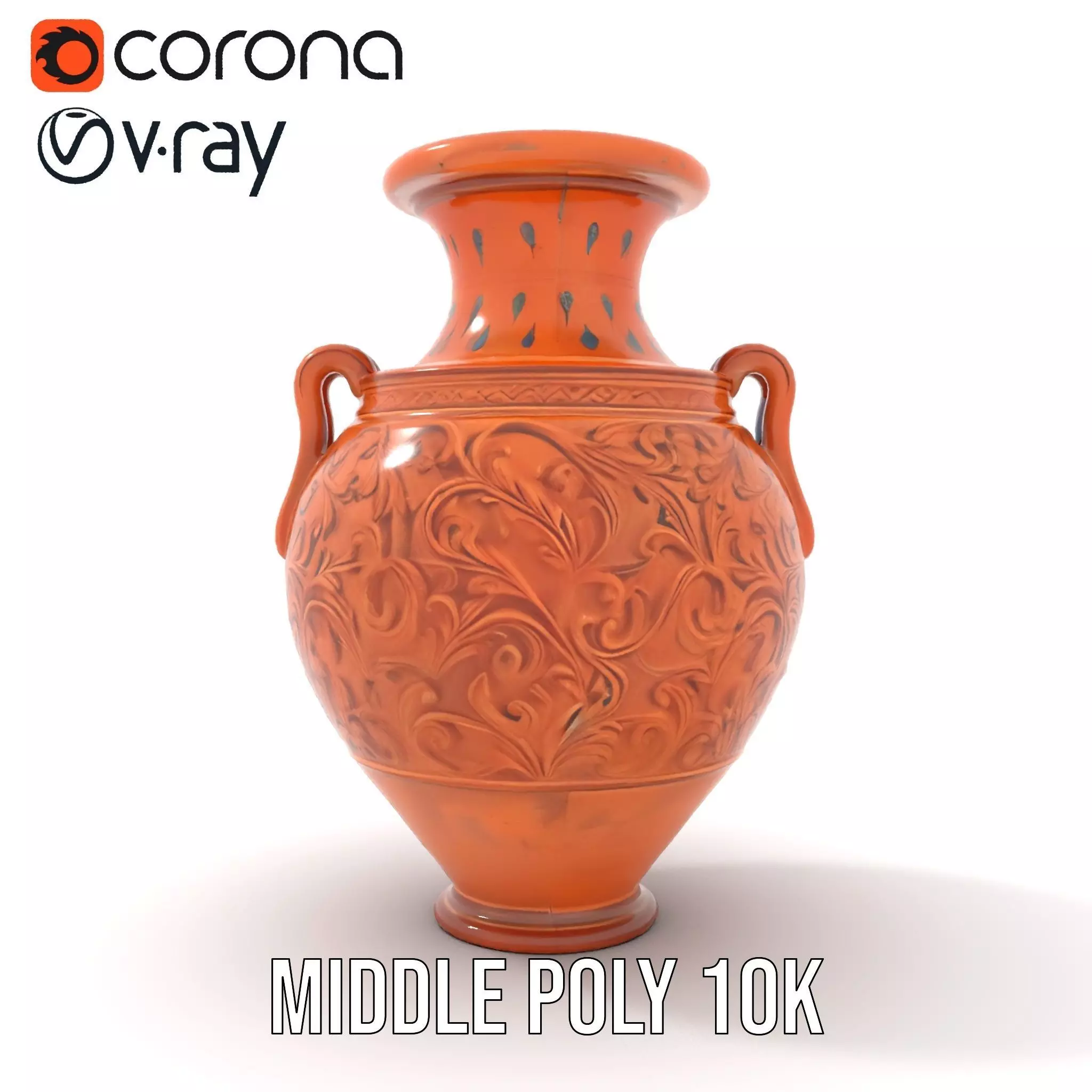 Terracotta Ornate Vase model pack Low-poly 3D model_18
