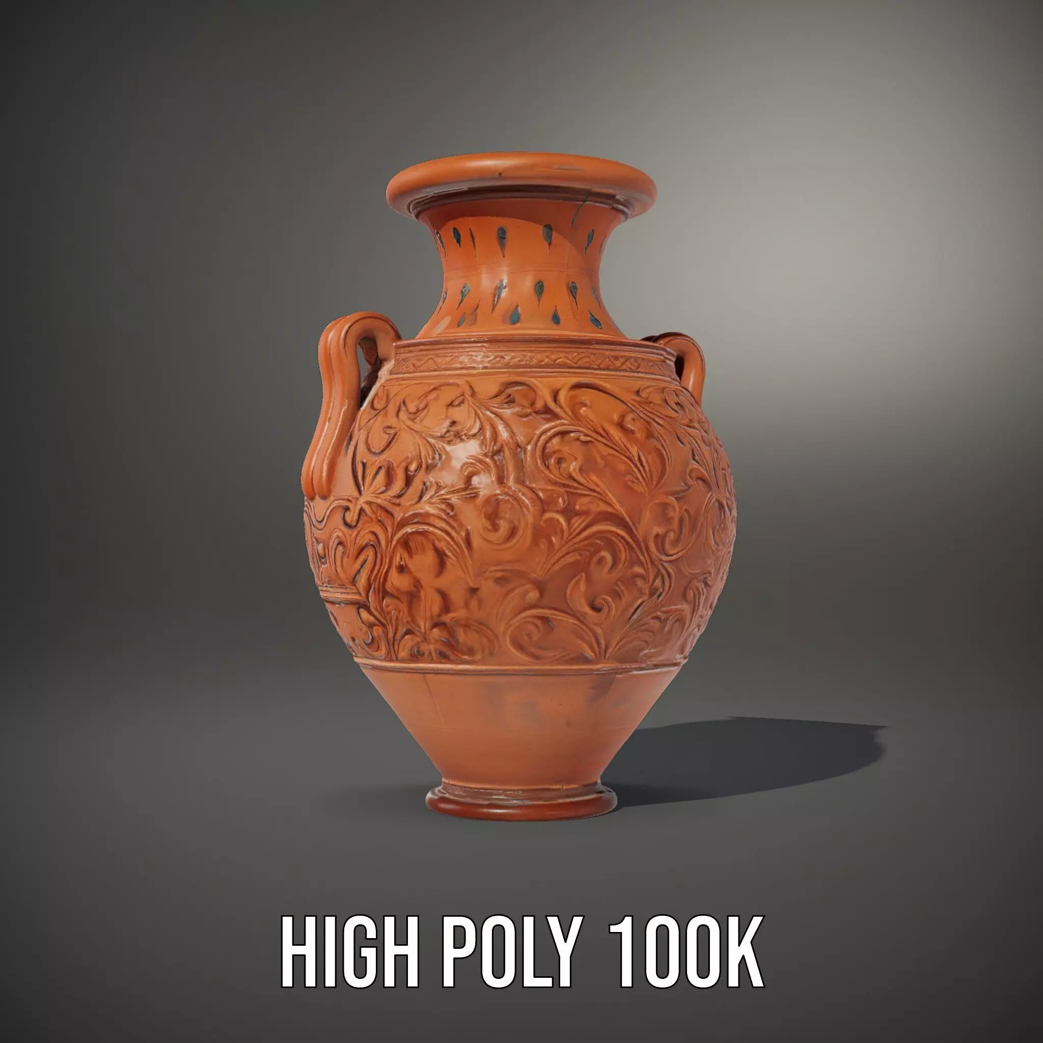 Terracotta Ornate Vase model pack Low-poly 3D model_10