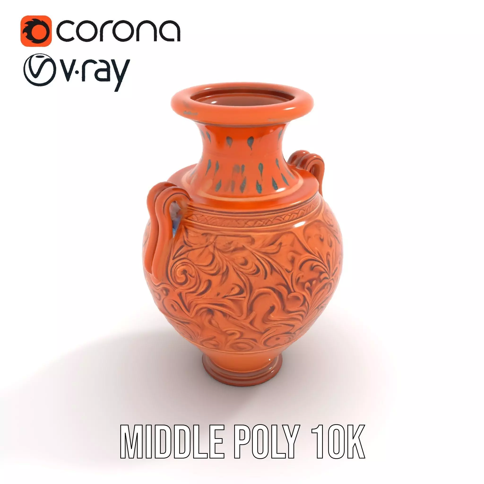 Terracotta Ornate Vase model pack Low-poly 3D model_6