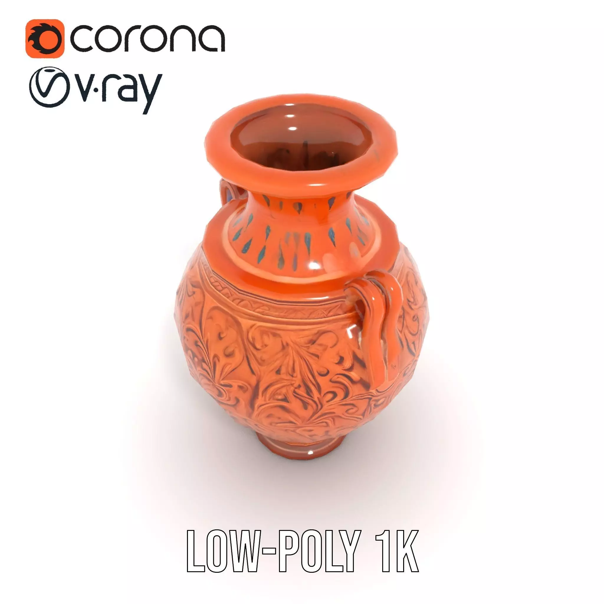Terracotta Ornate Vase model pack Low-poly 3D model_17