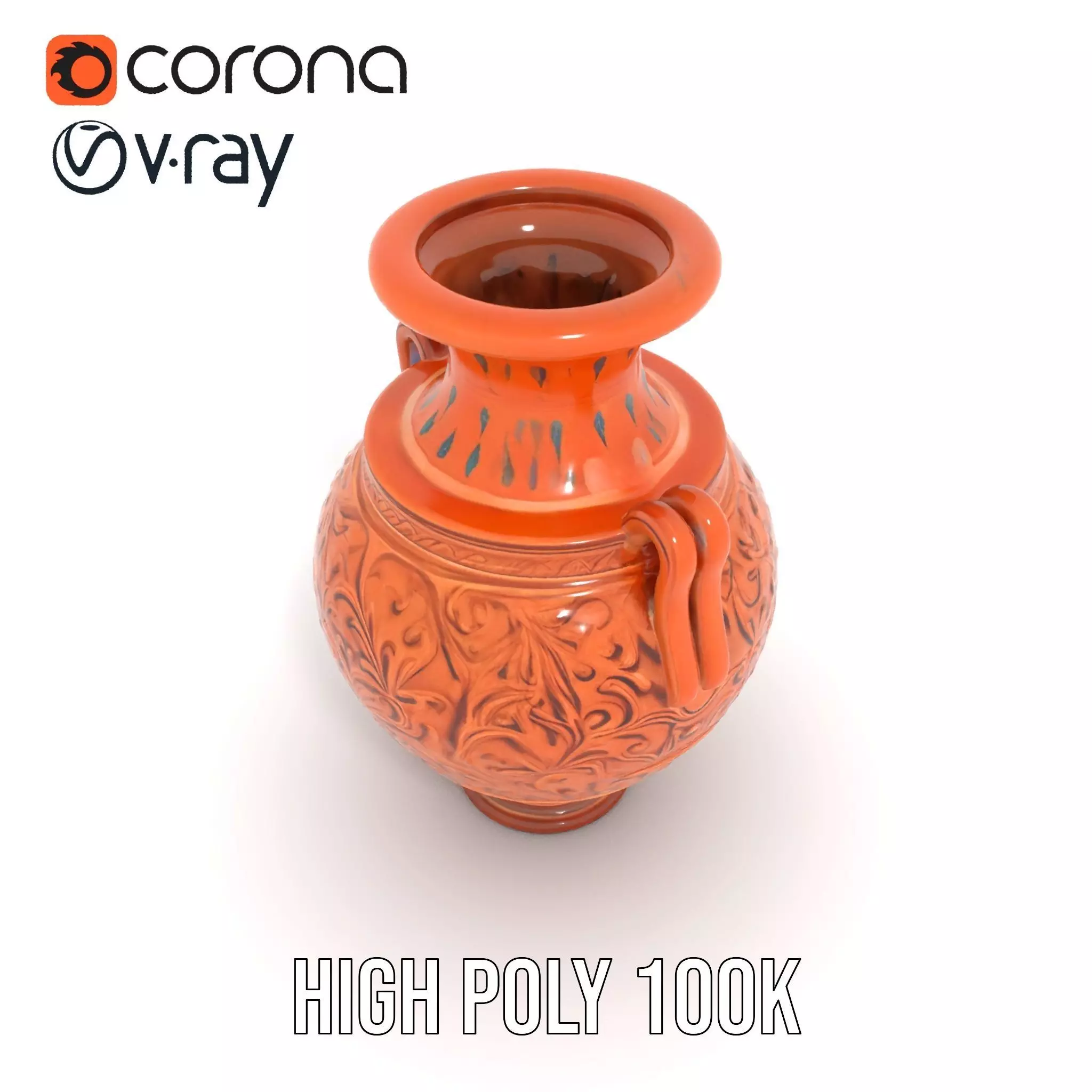 Terracotta Ornate Vase model pack Low-poly 3D model_31