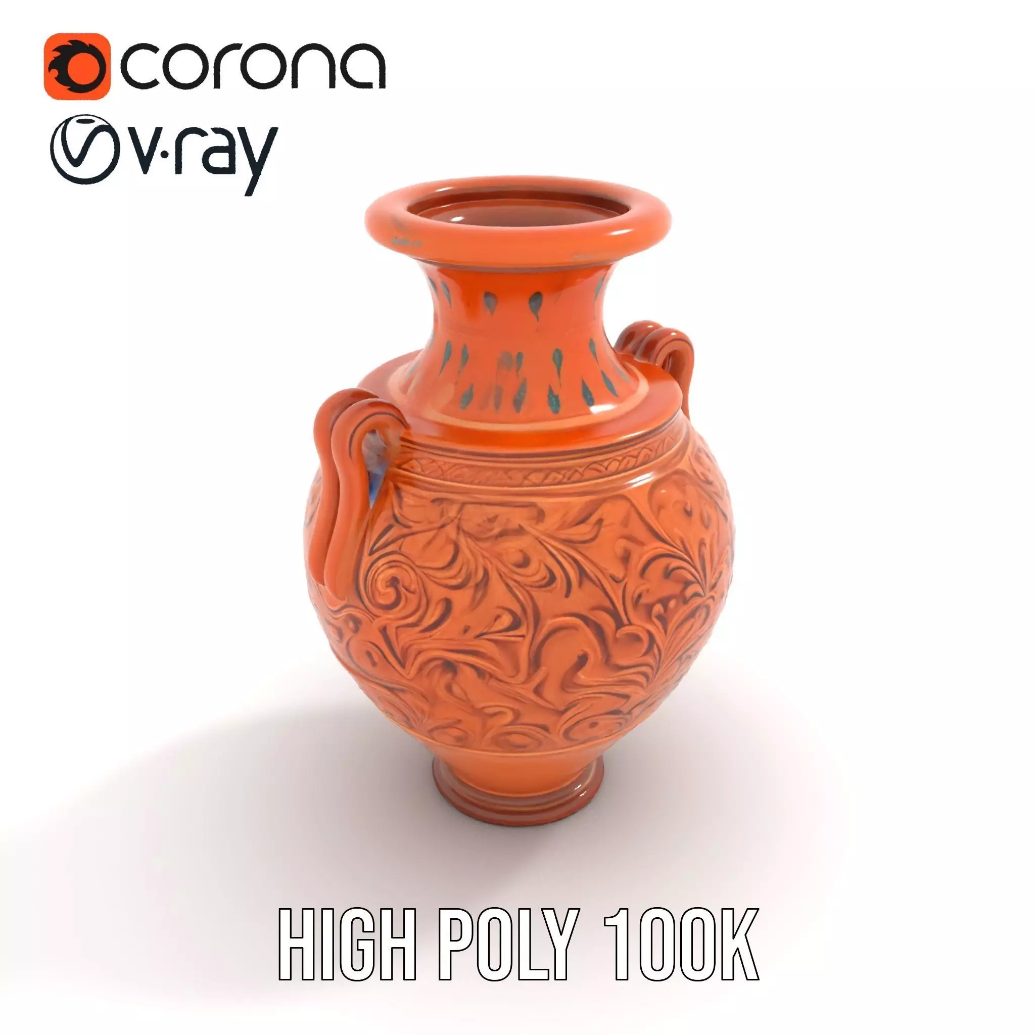 Terracotta Ornate Vase model pack Low-poly 3D model_15