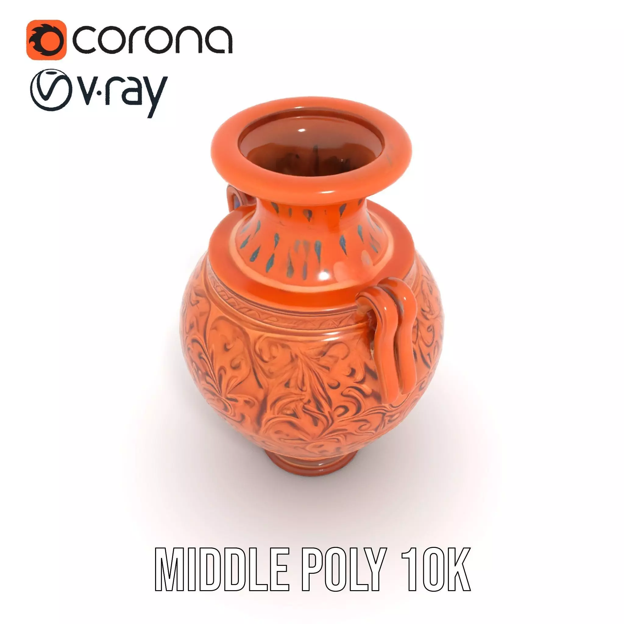 Terracotta Ornate Vase model pack Low-poly 3D model_13