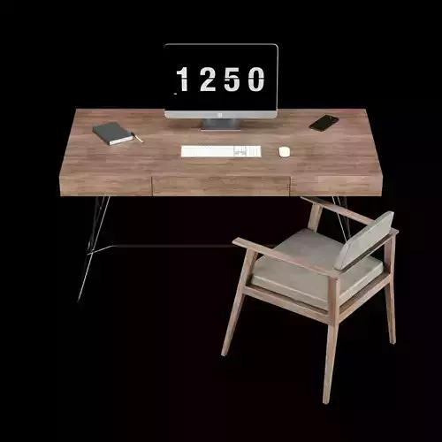 Modern office workstation desk setup with Tech and iMac 3D model 4