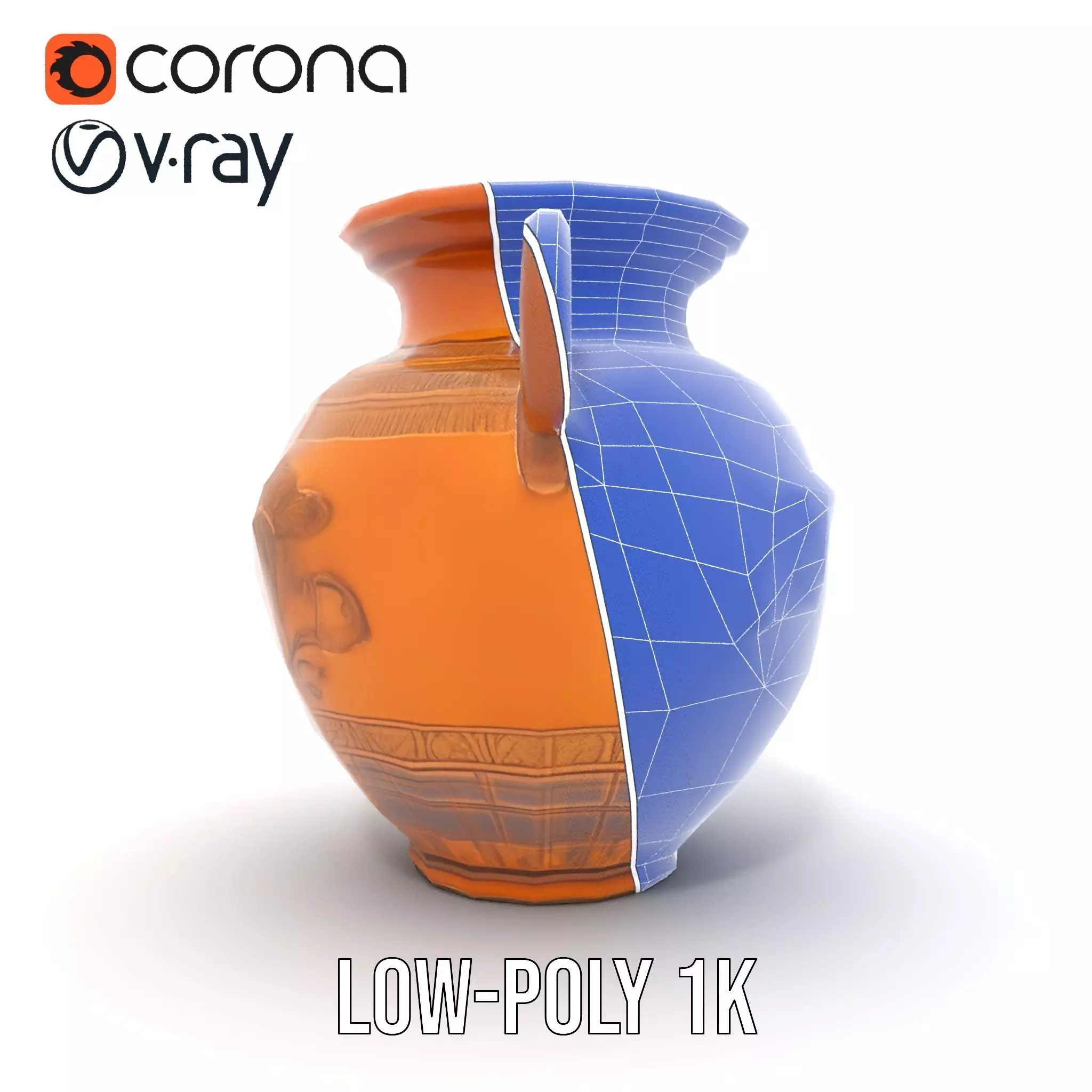 Classic Terracotta Vase model pack Low-poly 3D model_30