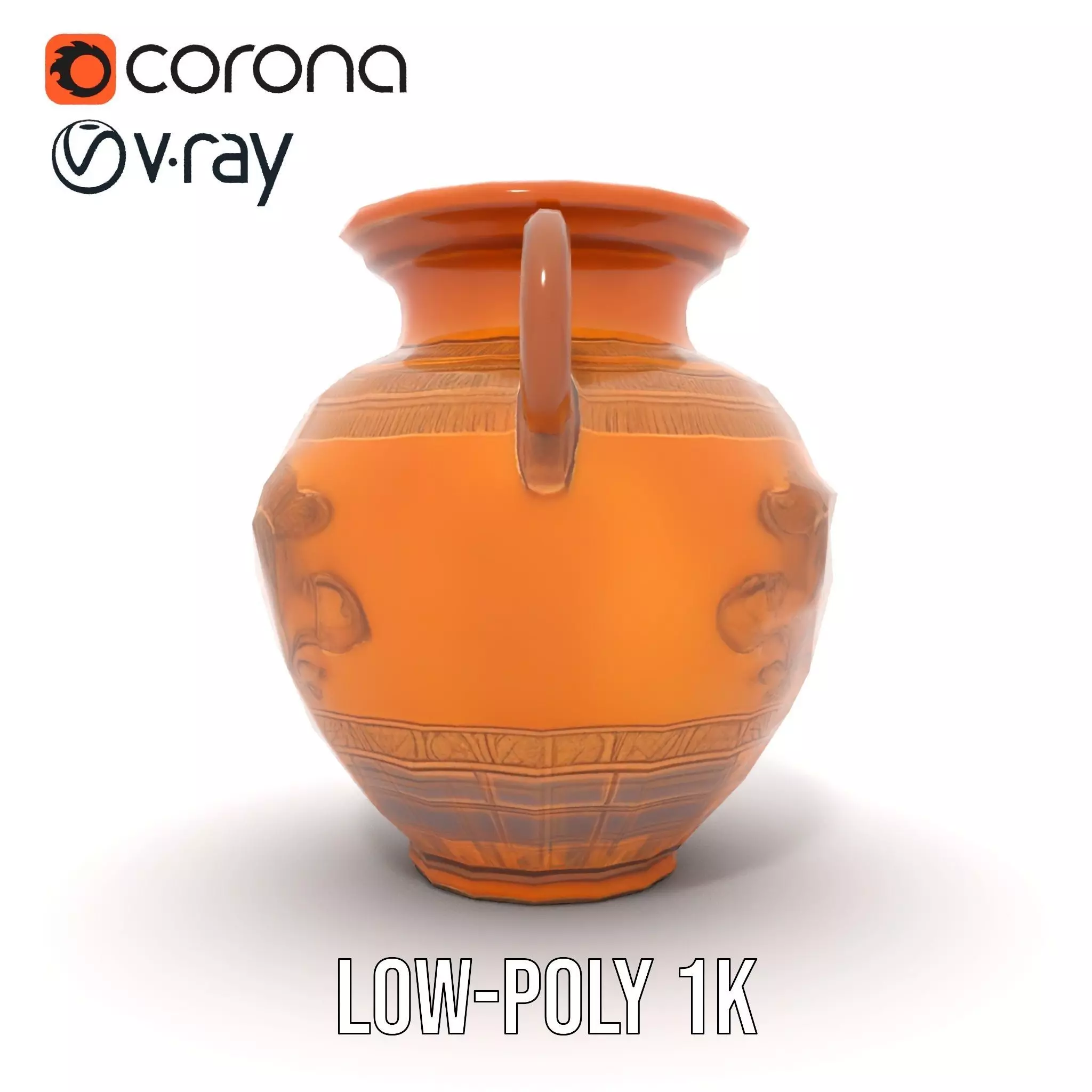 Classic Terracotta Vase model pack Low-poly 3D model_9