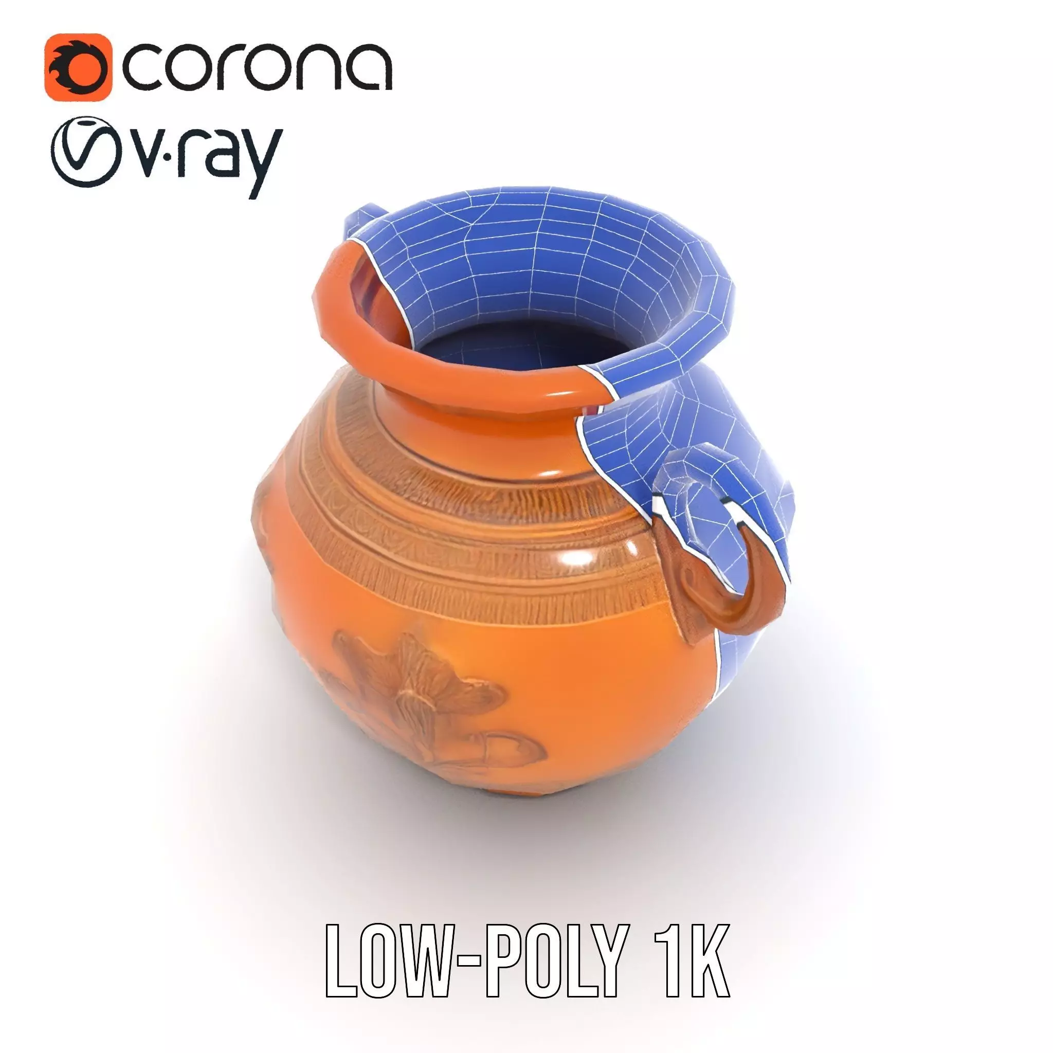 Classic Terracotta Vase model pack Low-poly 3D model_14