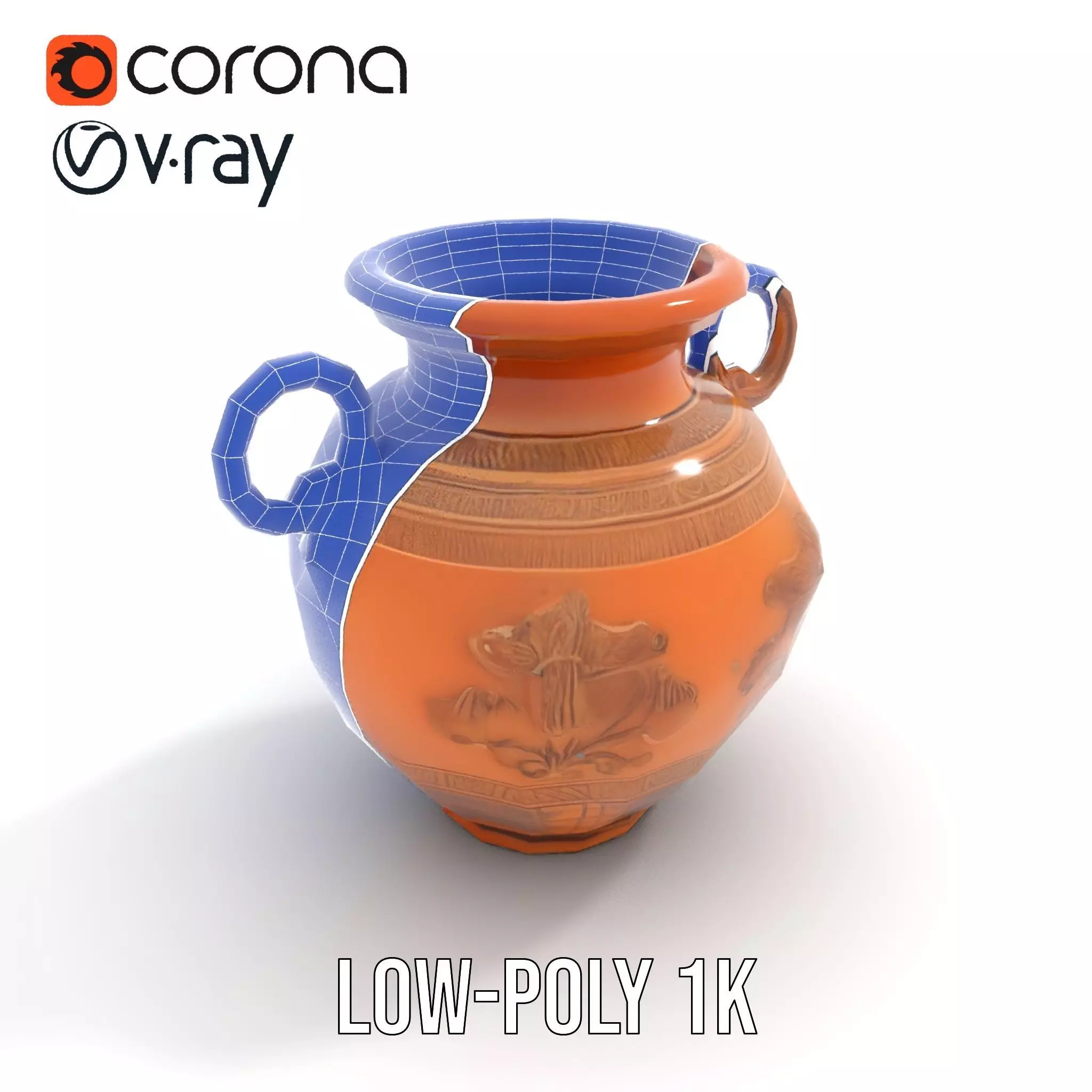 Classic Terracotta Vase model pack Low-poly 3D model_12