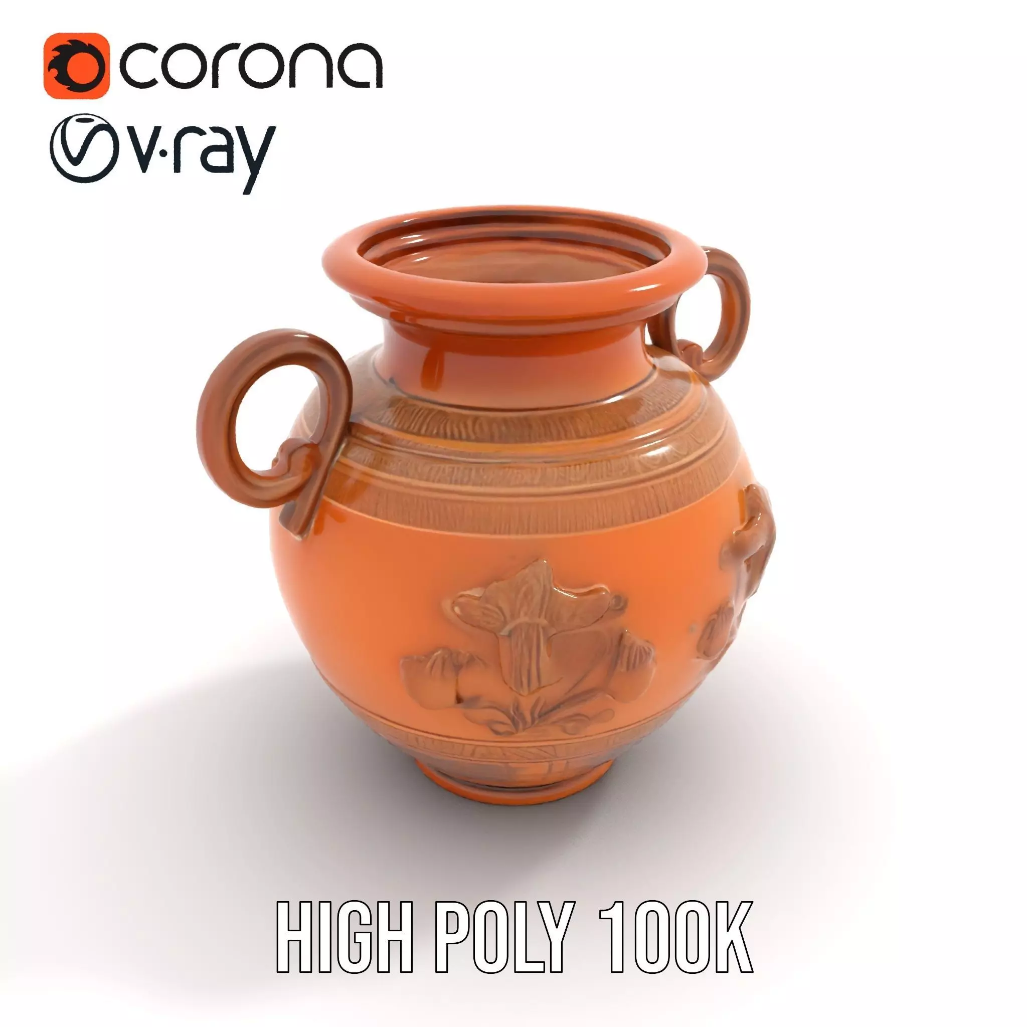 Classic Terracotta Vase model pack Low-poly 3D model_20