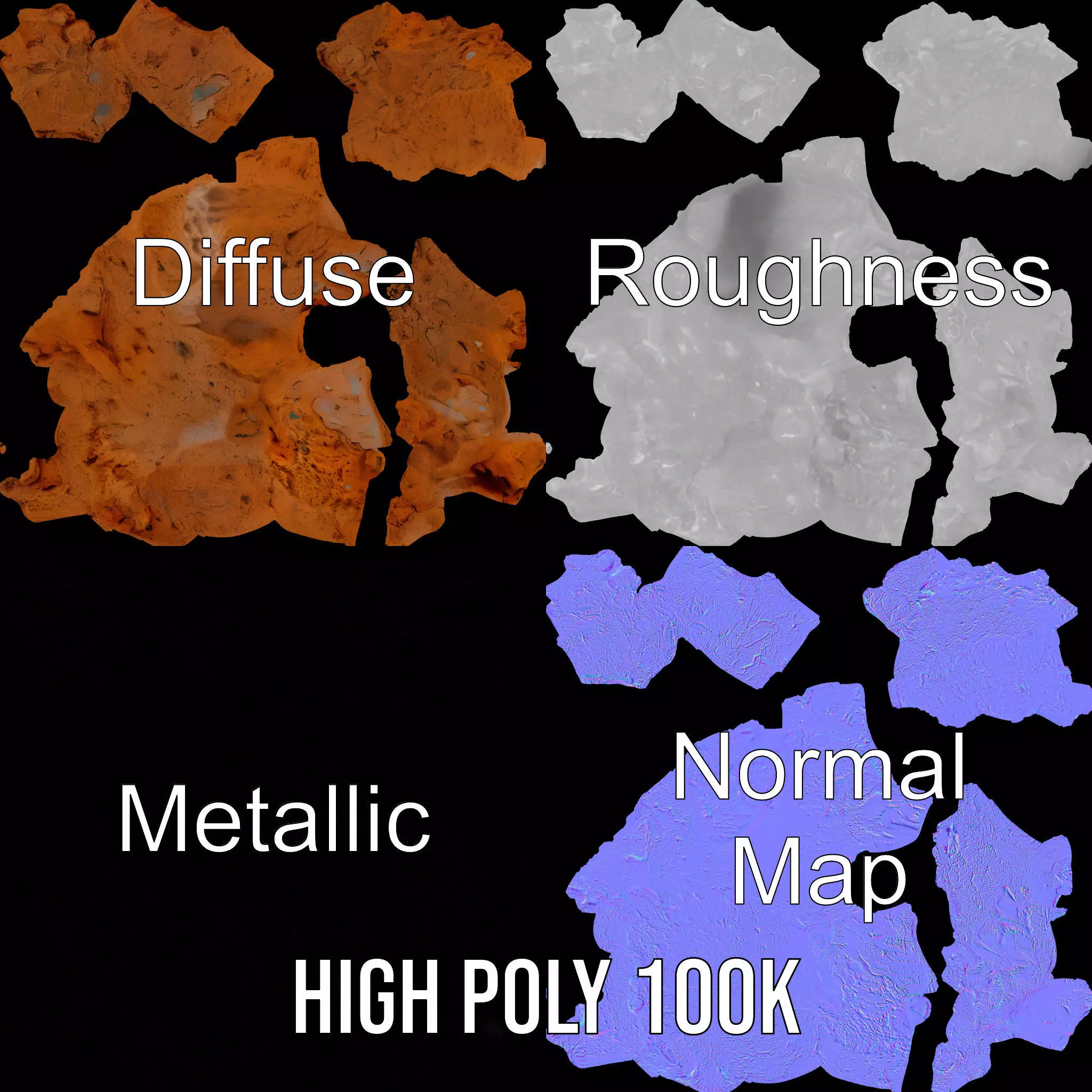 Rustic Terracotta Rock model pack Low-poly 3D model_3