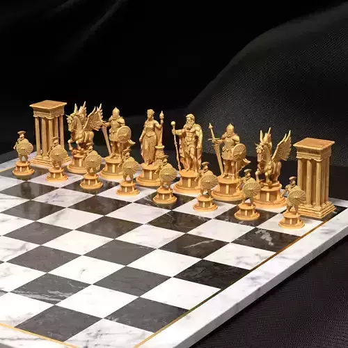 Greek Mythology Chess Set Zeus Hera Pegasus Acropolis
