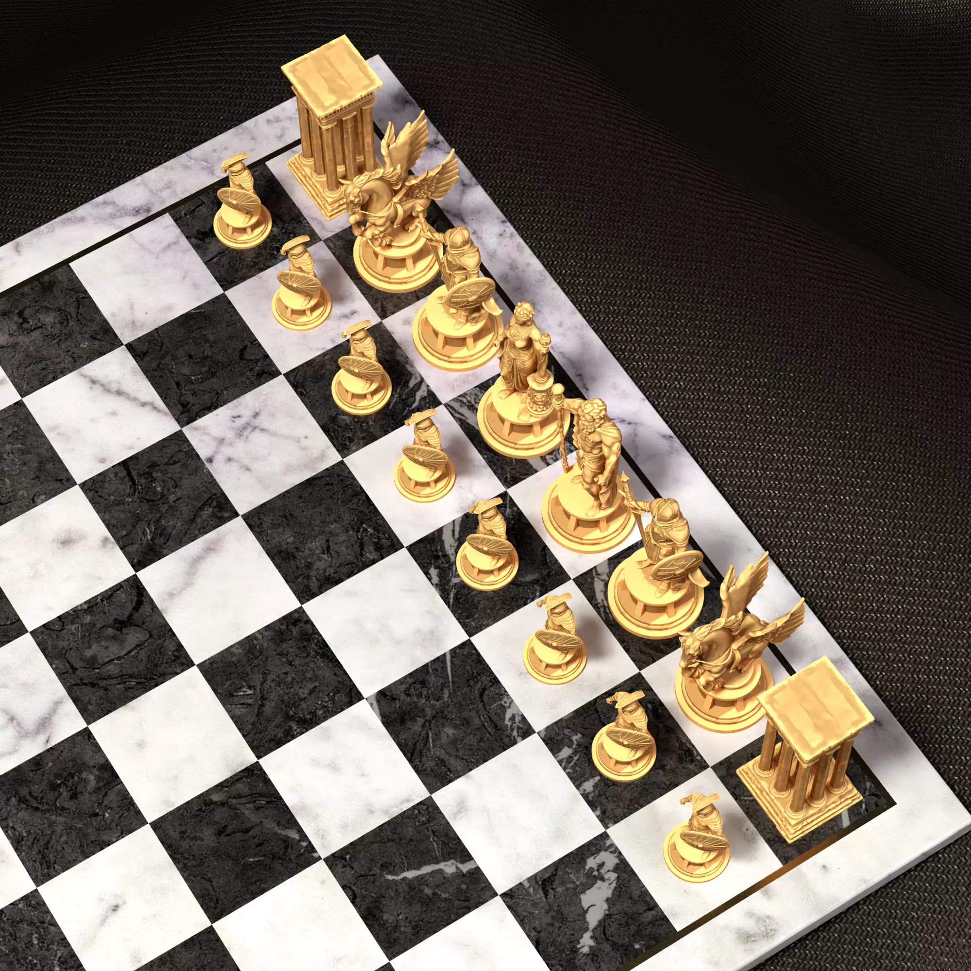 Ancient Greek Chess Set Zeus Hera Pegasus Soldiers 3D print model_22