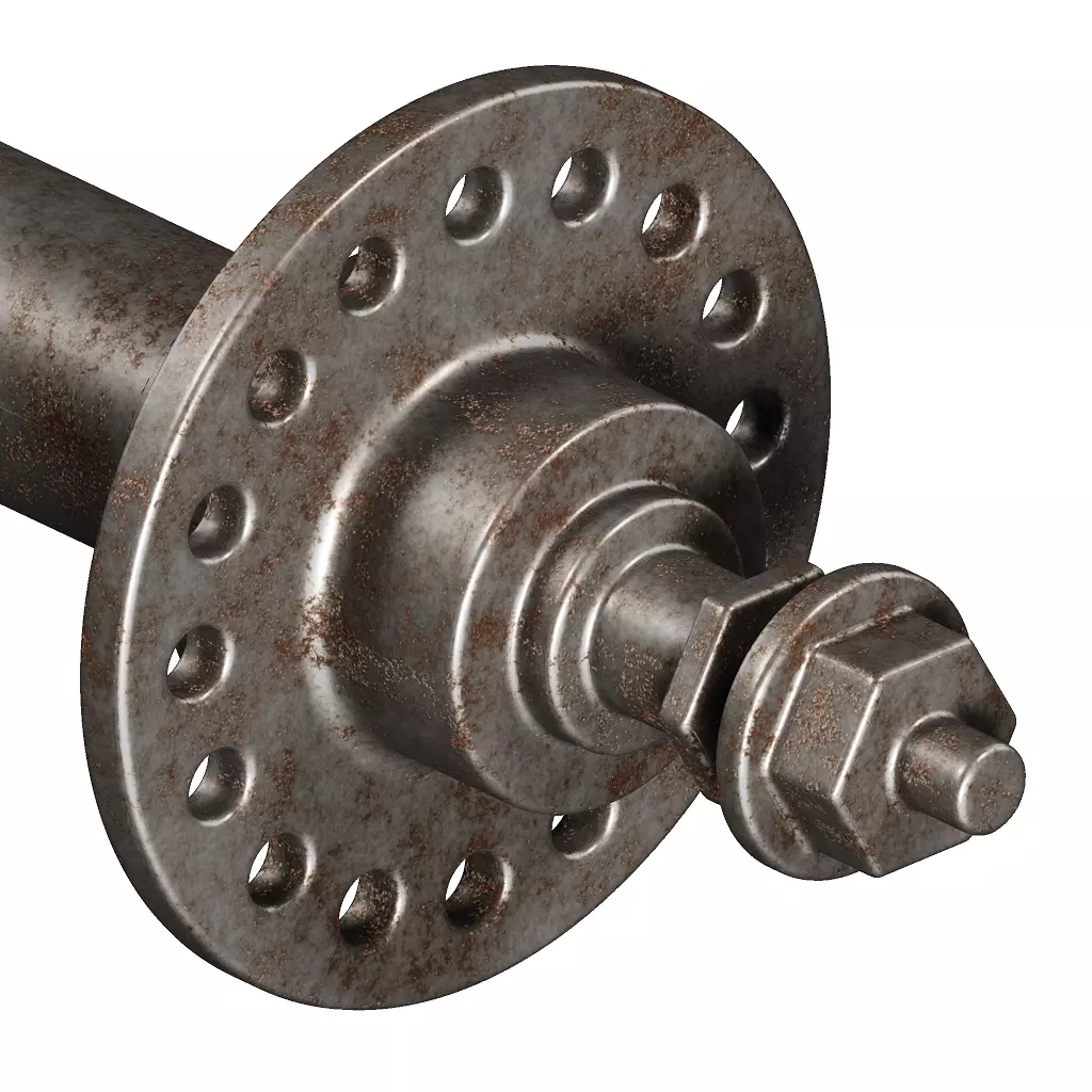 Rusty Bicycle Hub Axle 3D model_3