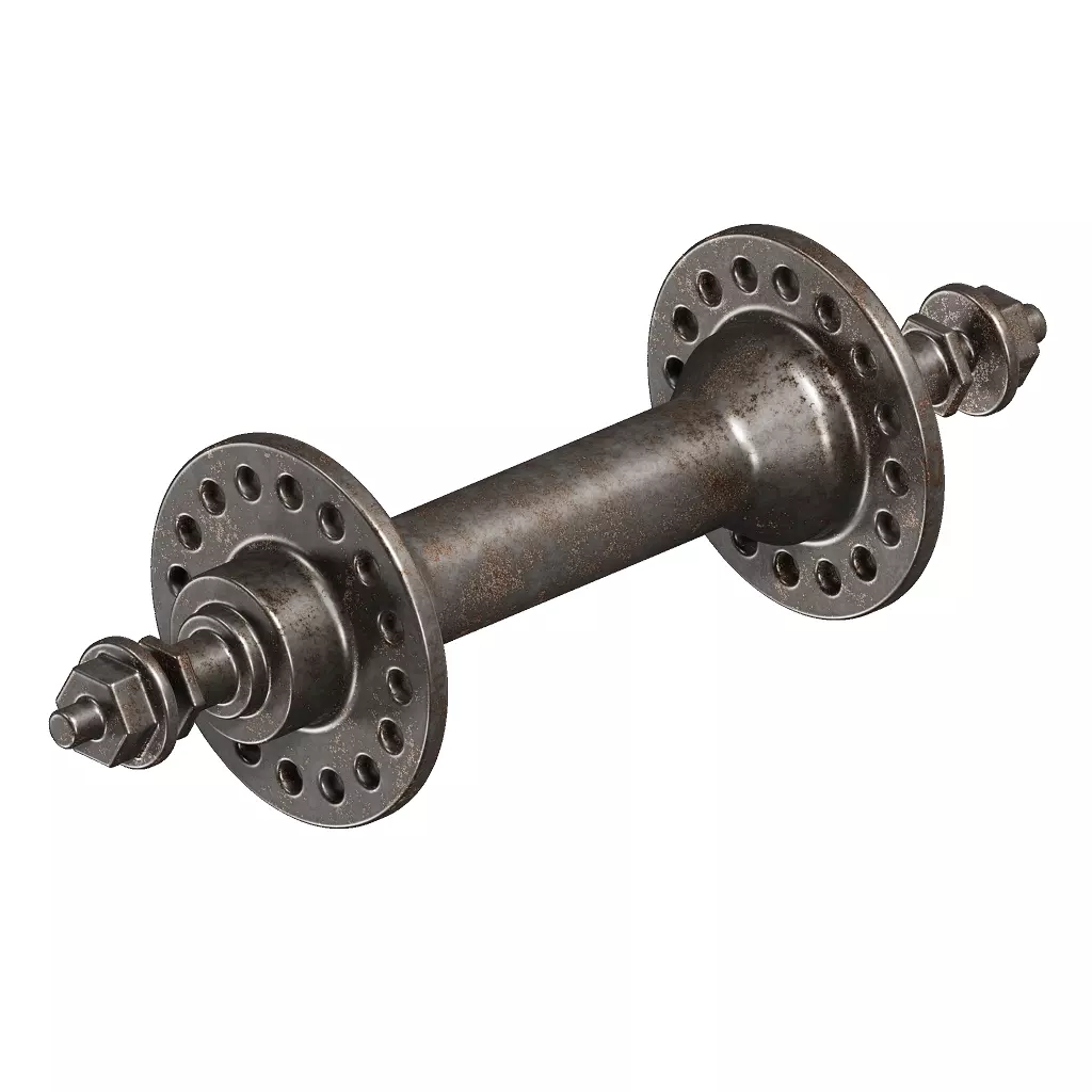 Rusty Bicycle Hub Axle 3D model_1
