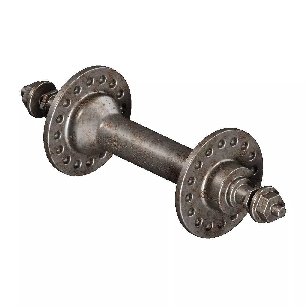 Rusty Bicycle Hub Axle 3D model_0