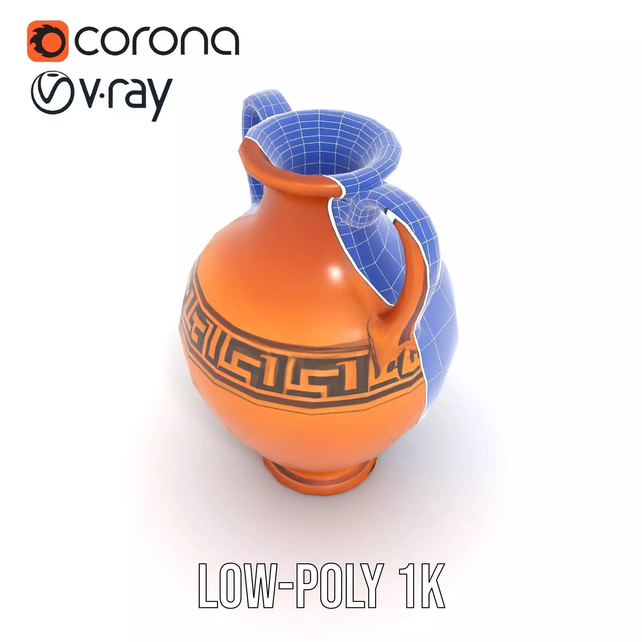 Antique Greek Amphora model pack Low-poly 3D model_25