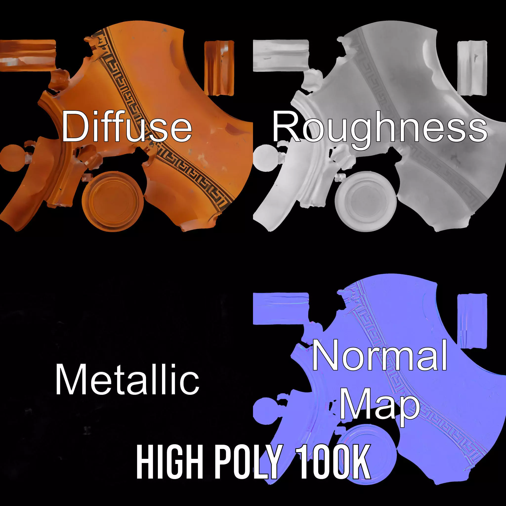 Antique Greek Amphora model pack Low-poly 3D model_3