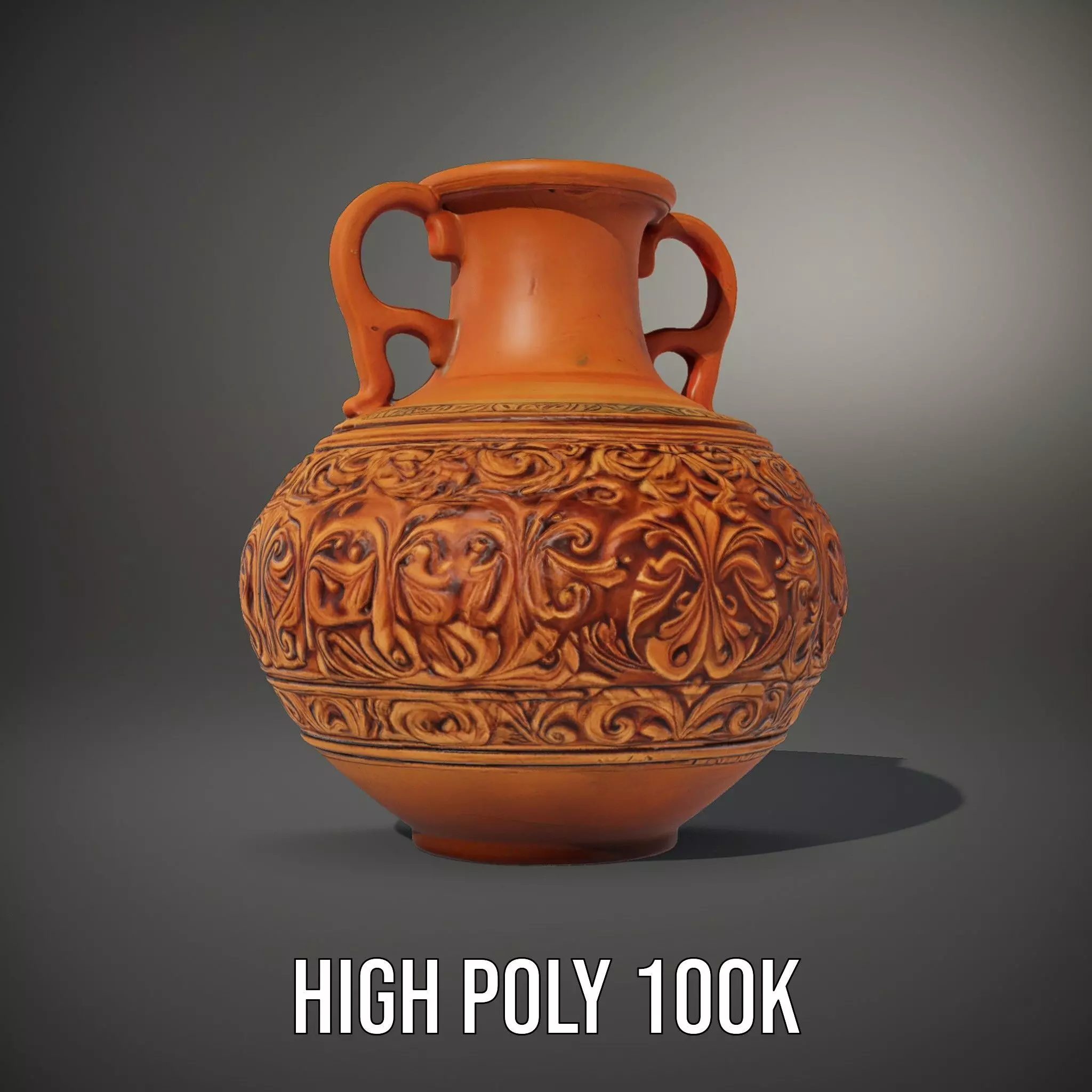 Ornate Terracotta Vase model pack Low-poly 3D model_8