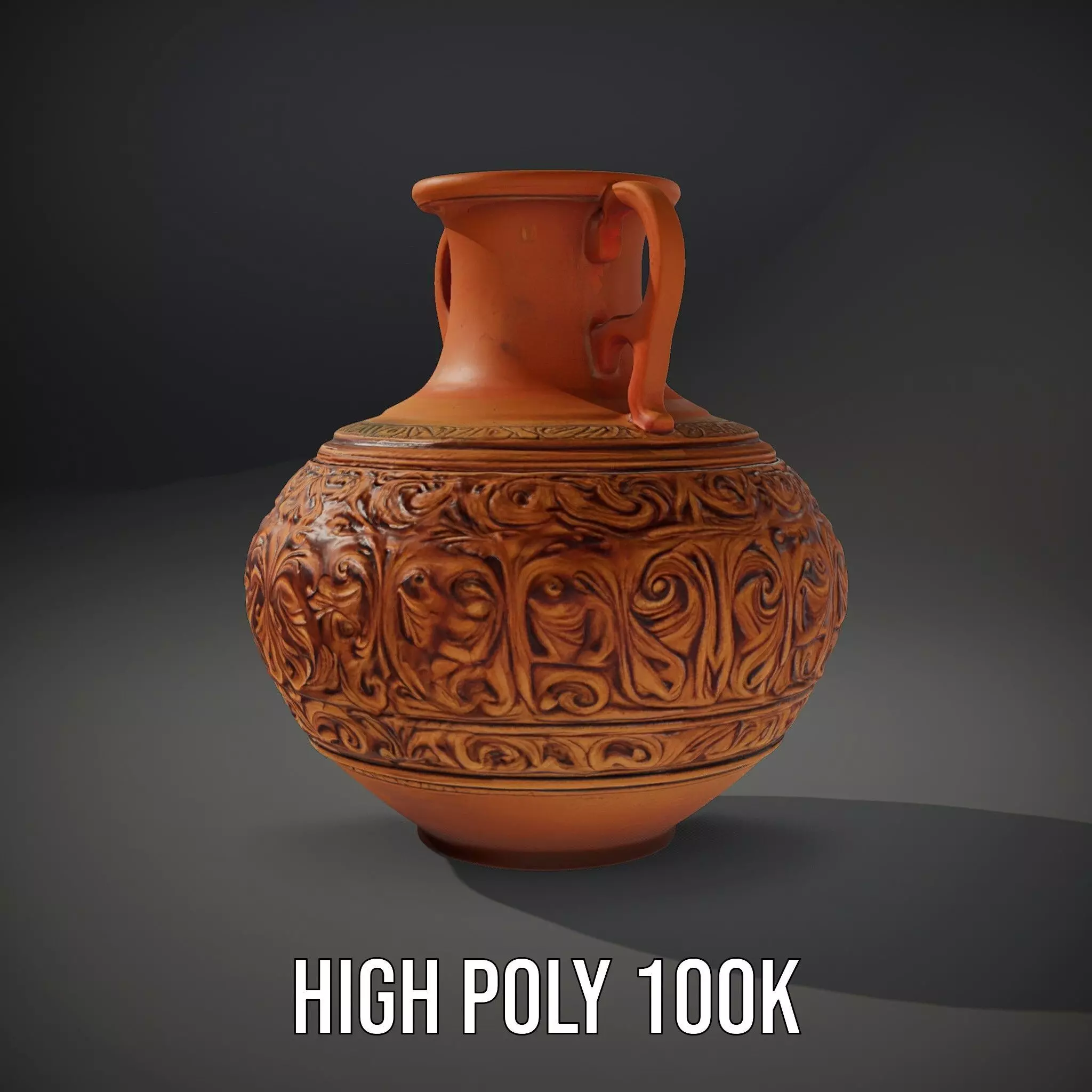 Ornate Terracotta Vase model pack Low-poly 3D model_10