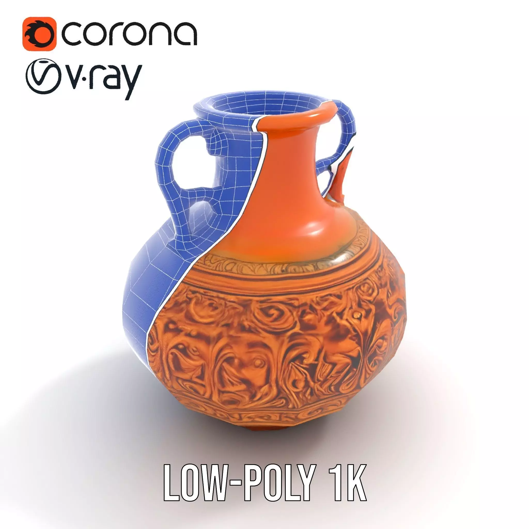 Ornate Terracotta Vase model pack Low-poly 3D model_19
