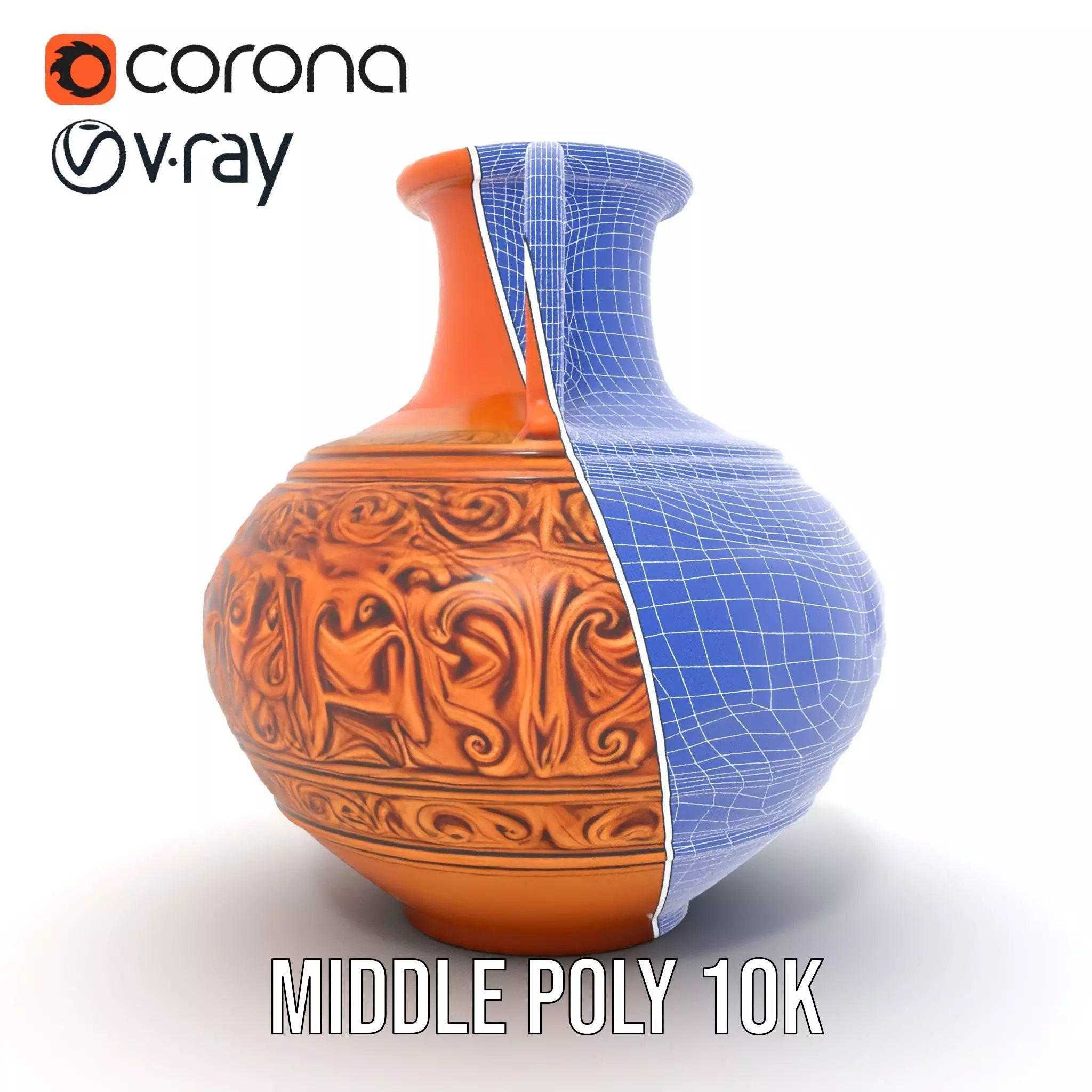 Ornate Terracotta Vase model pack Low-poly 3D model_23