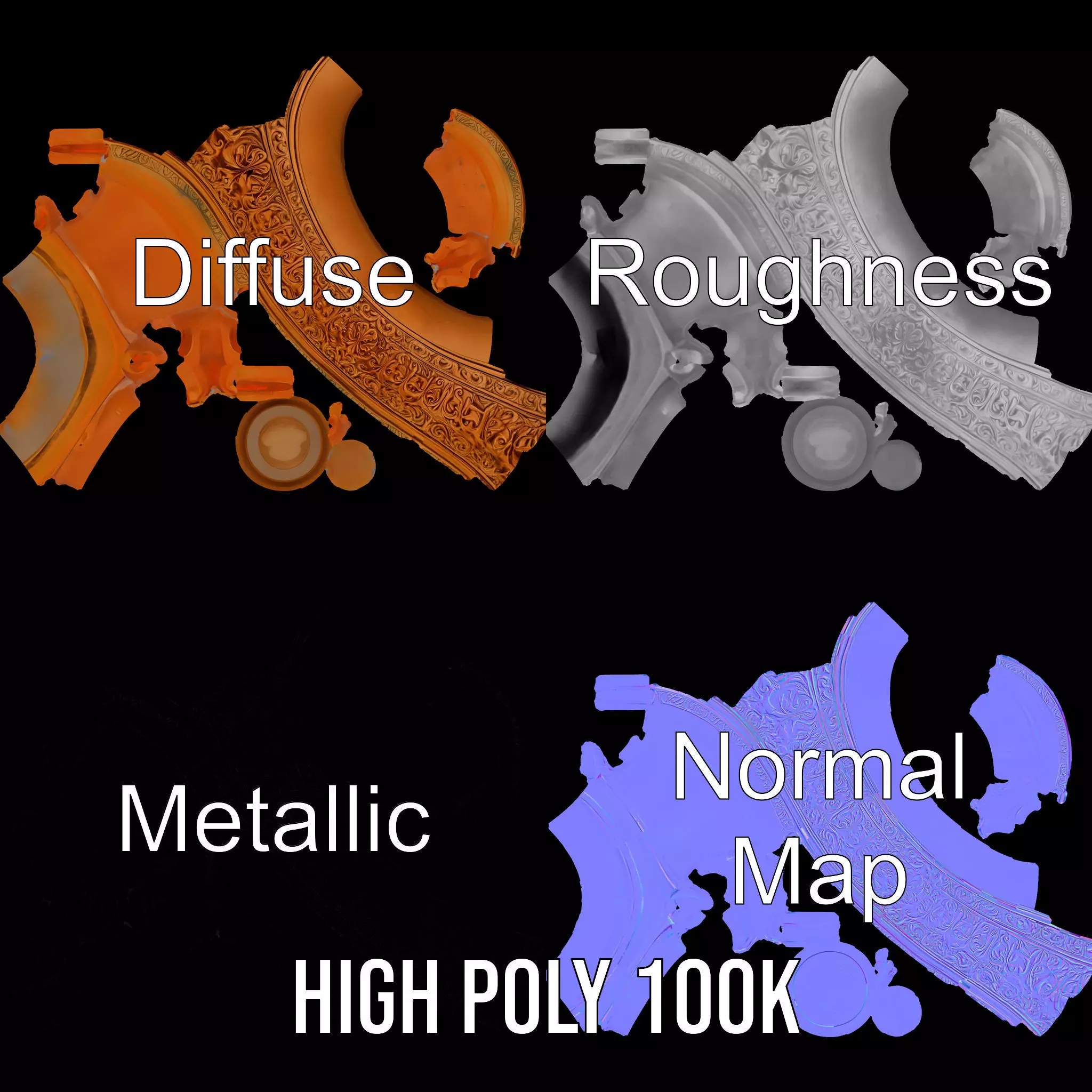 Ornate Terracotta Vase model pack Low-poly 3D model_3