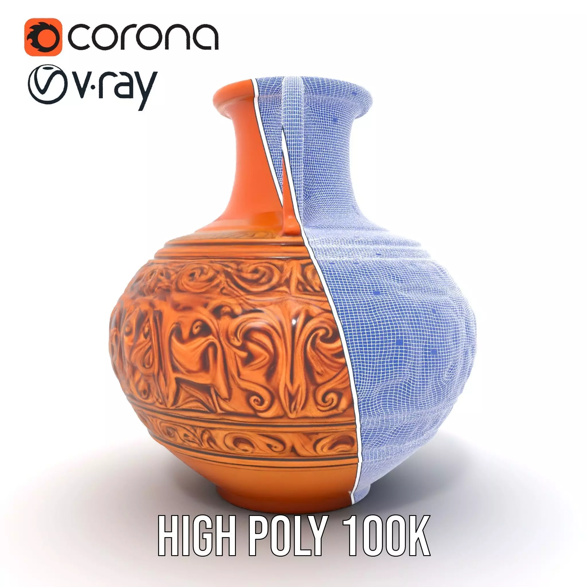 Ornate Terracotta Vase model pack Low-poly 3D model_33