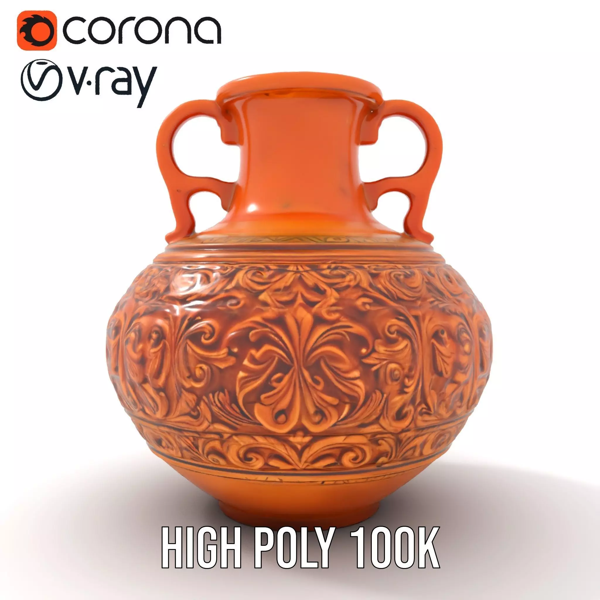 Ornate Terracotta Vase model pack Low-poly 3D model_15
