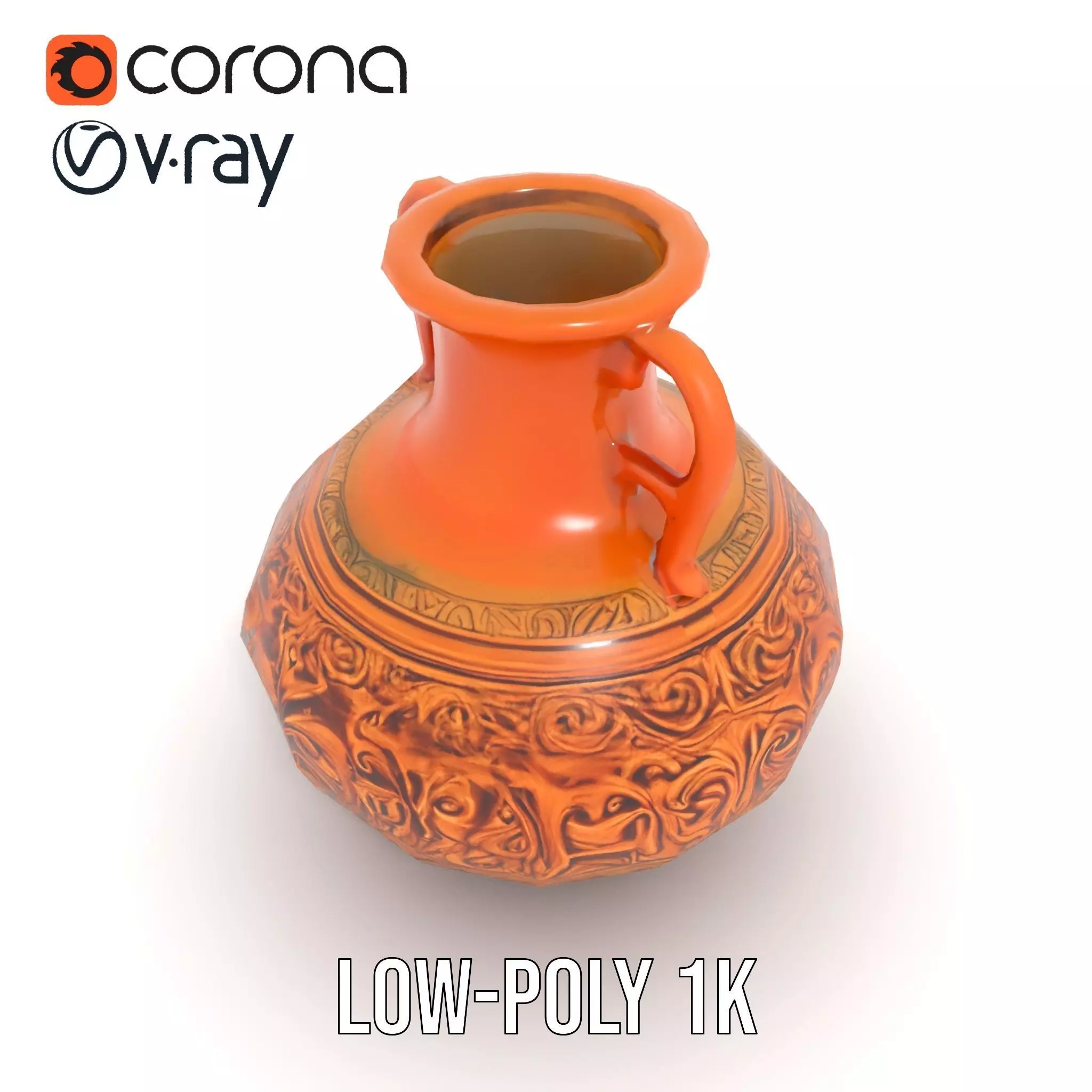 Ornate Terracotta Vase model pack Low-poly 3D model_12
