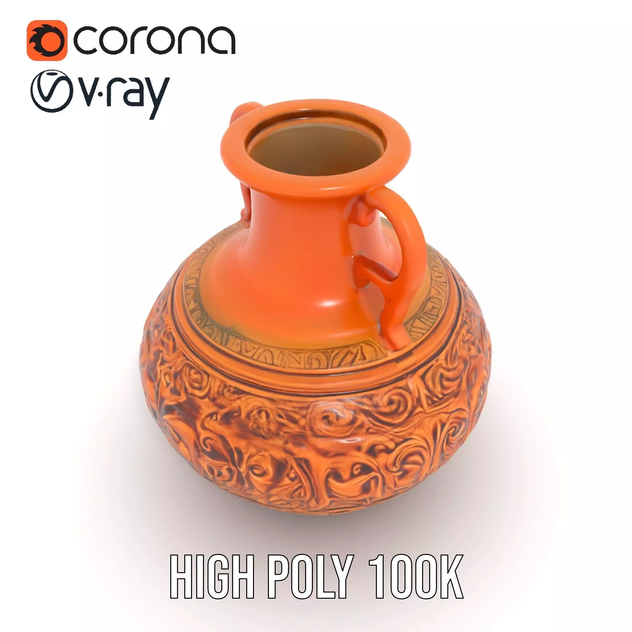Ornate Terracotta Vase model pack Low-poly 3D model_32