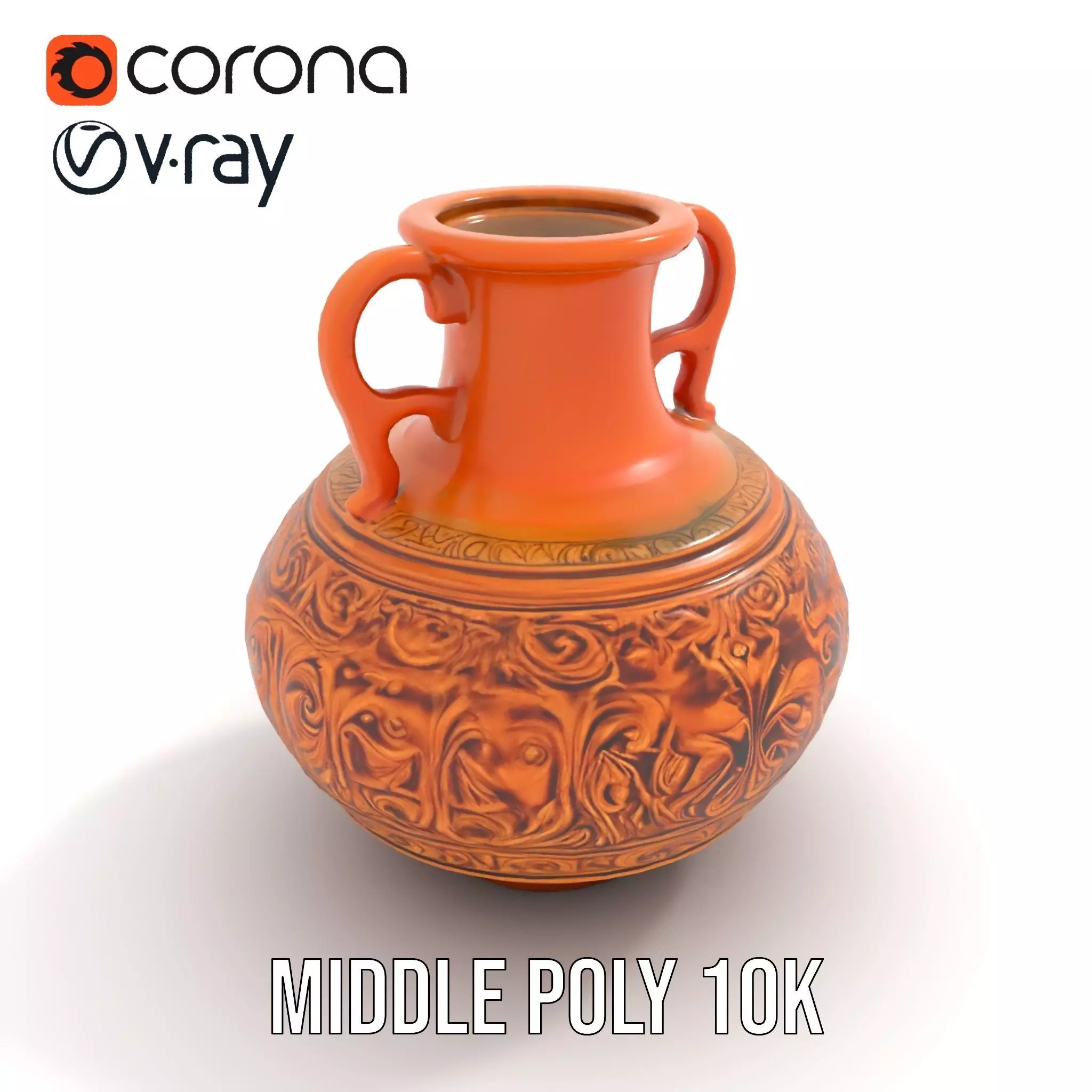 Ornate Terracotta Vase model pack Low-poly 3D model_11