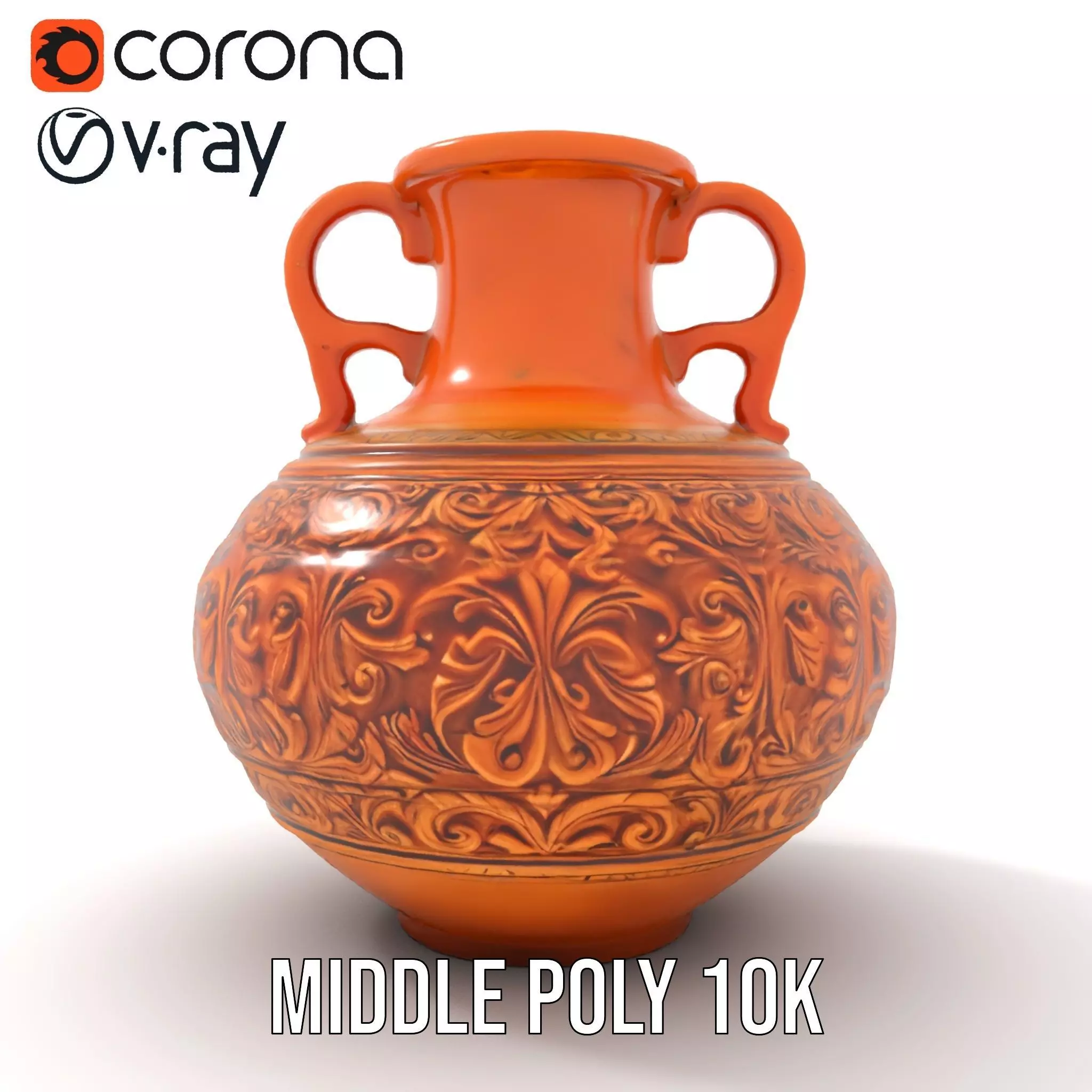 Ornate Terracotta Vase model pack Low-poly 3D model_13