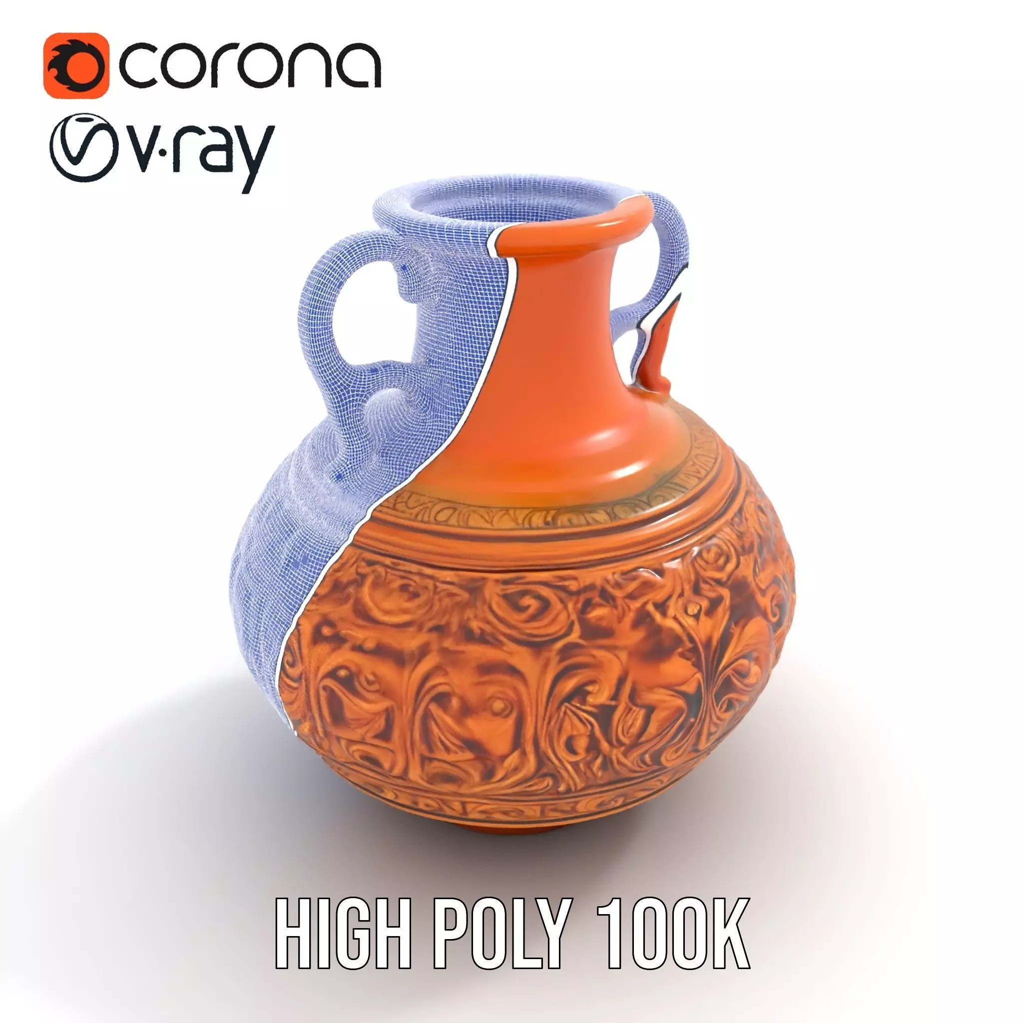 Ornate Terracotta Vase model pack Low-poly 3D model_22