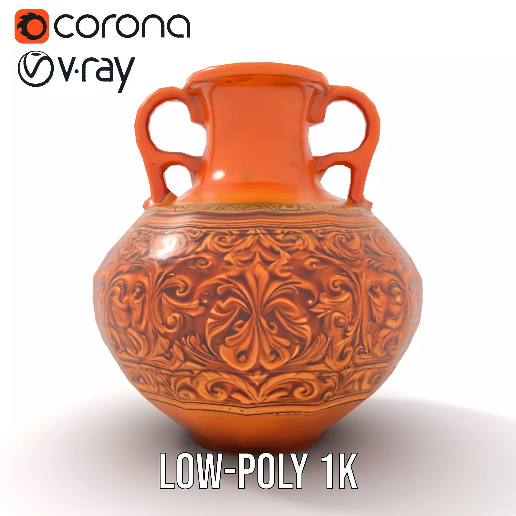 Ornate Terracotta Vase model pack Low-poly 3D model_14