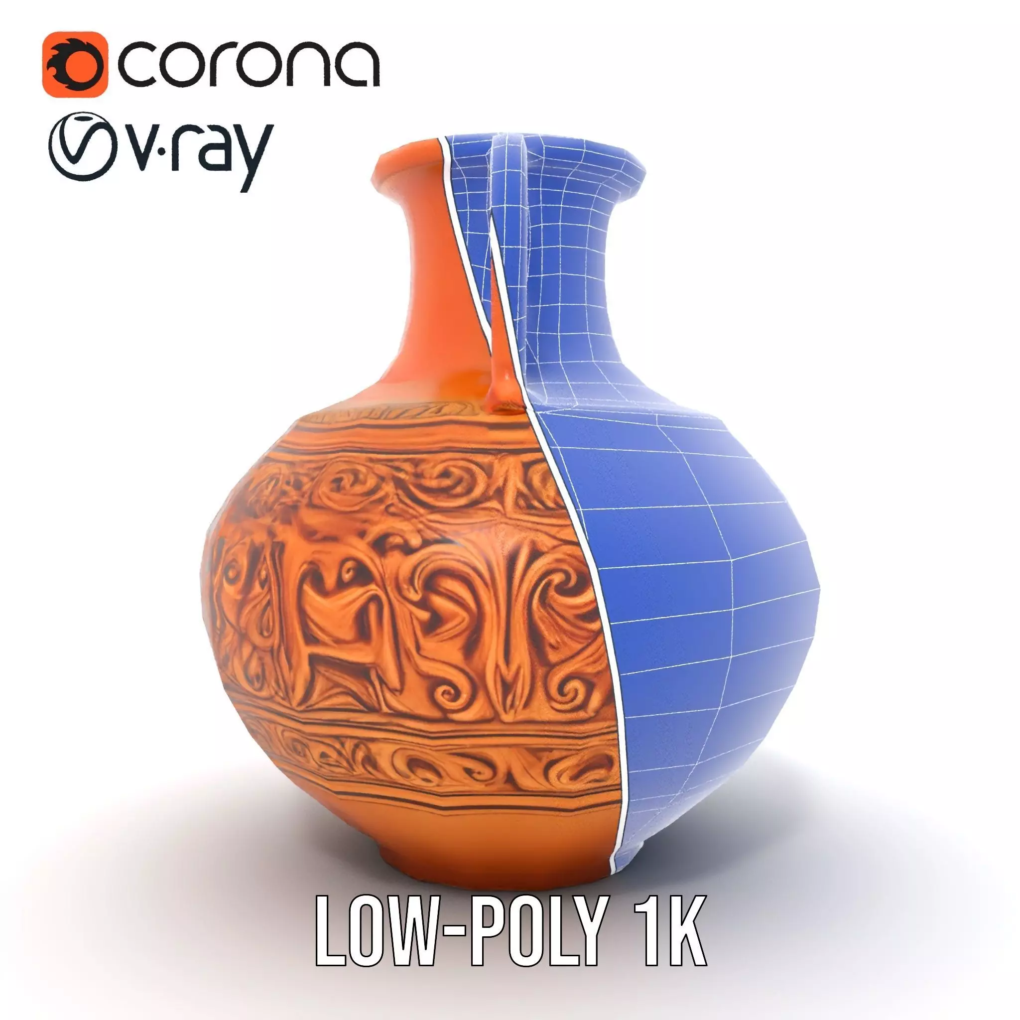 Ornate Terracotta Vase model pack Low-poly 3D model_24