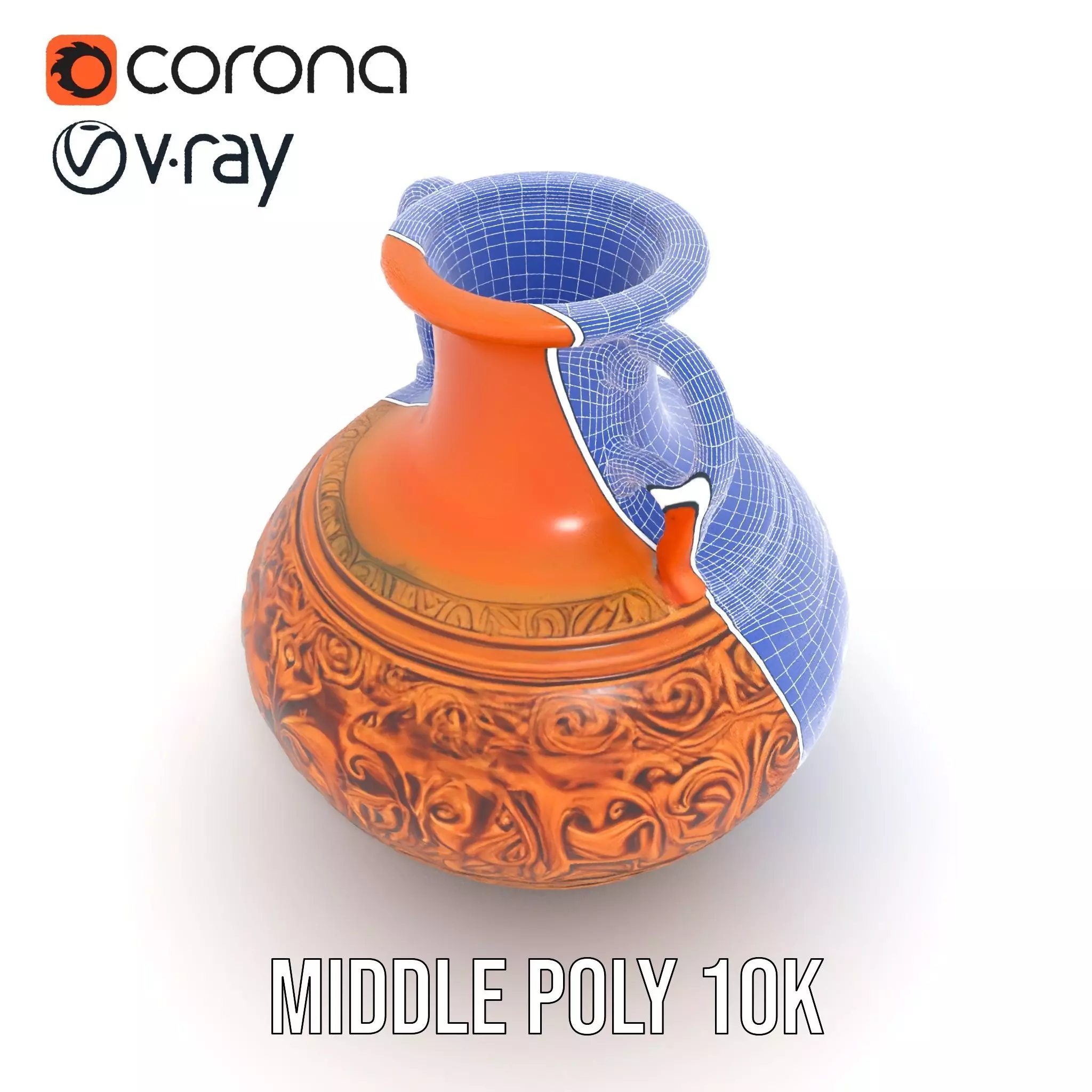 Ornate Terracotta Vase model pack Low-poly 3D model_26