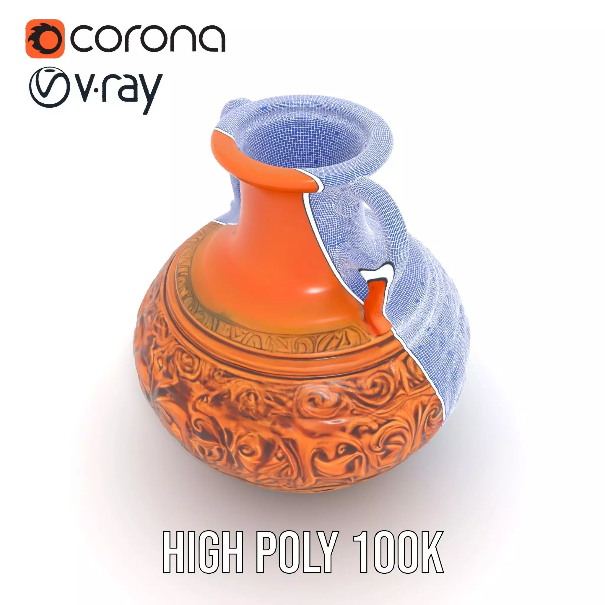 Ornate Terracotta Vase model pack Low-poly 3D model_28