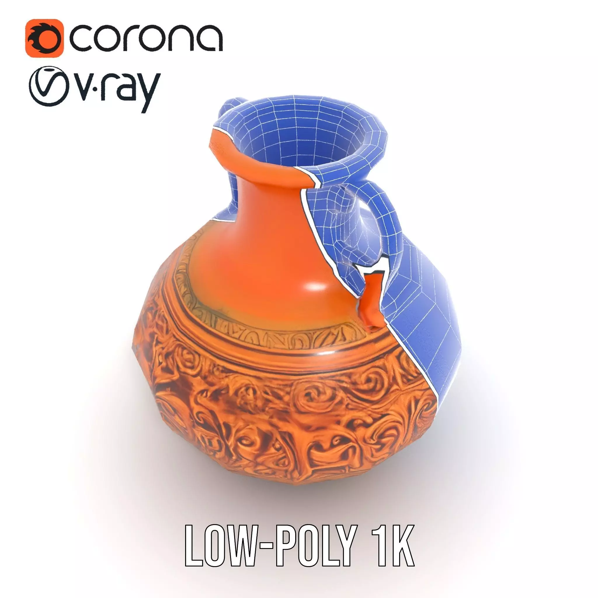 Ornate Terracotta Vase model pack Low-poly 3D model_30