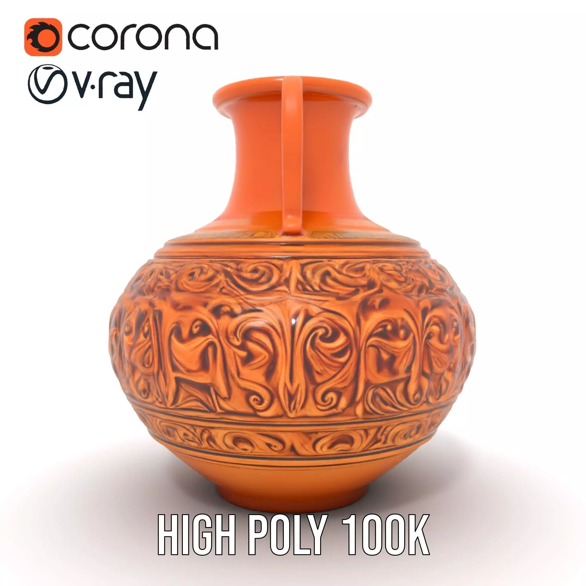 Ornate Terracotta Vase model pack Low-poly 3D model_31