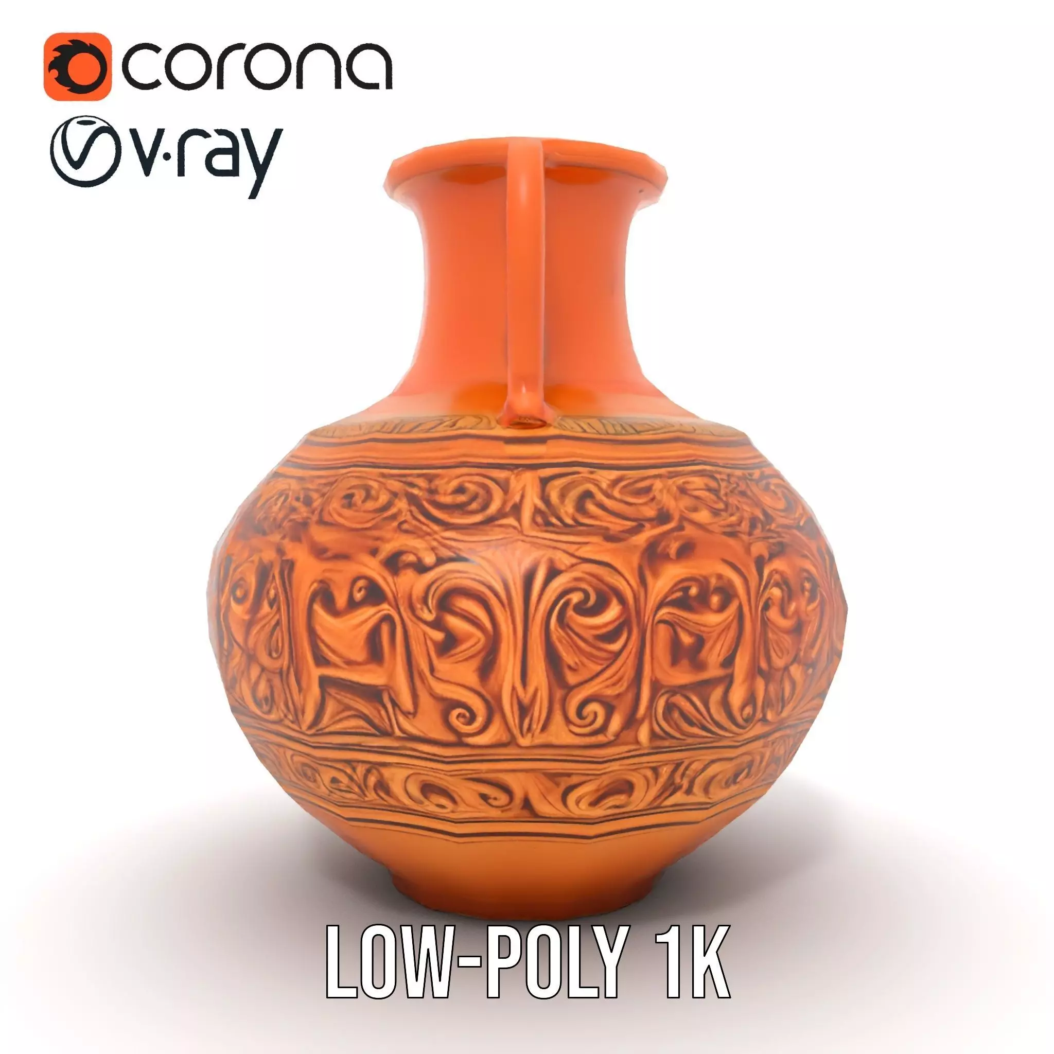 Ornate Terracotta Vase model pack Low-poly 3D model_17