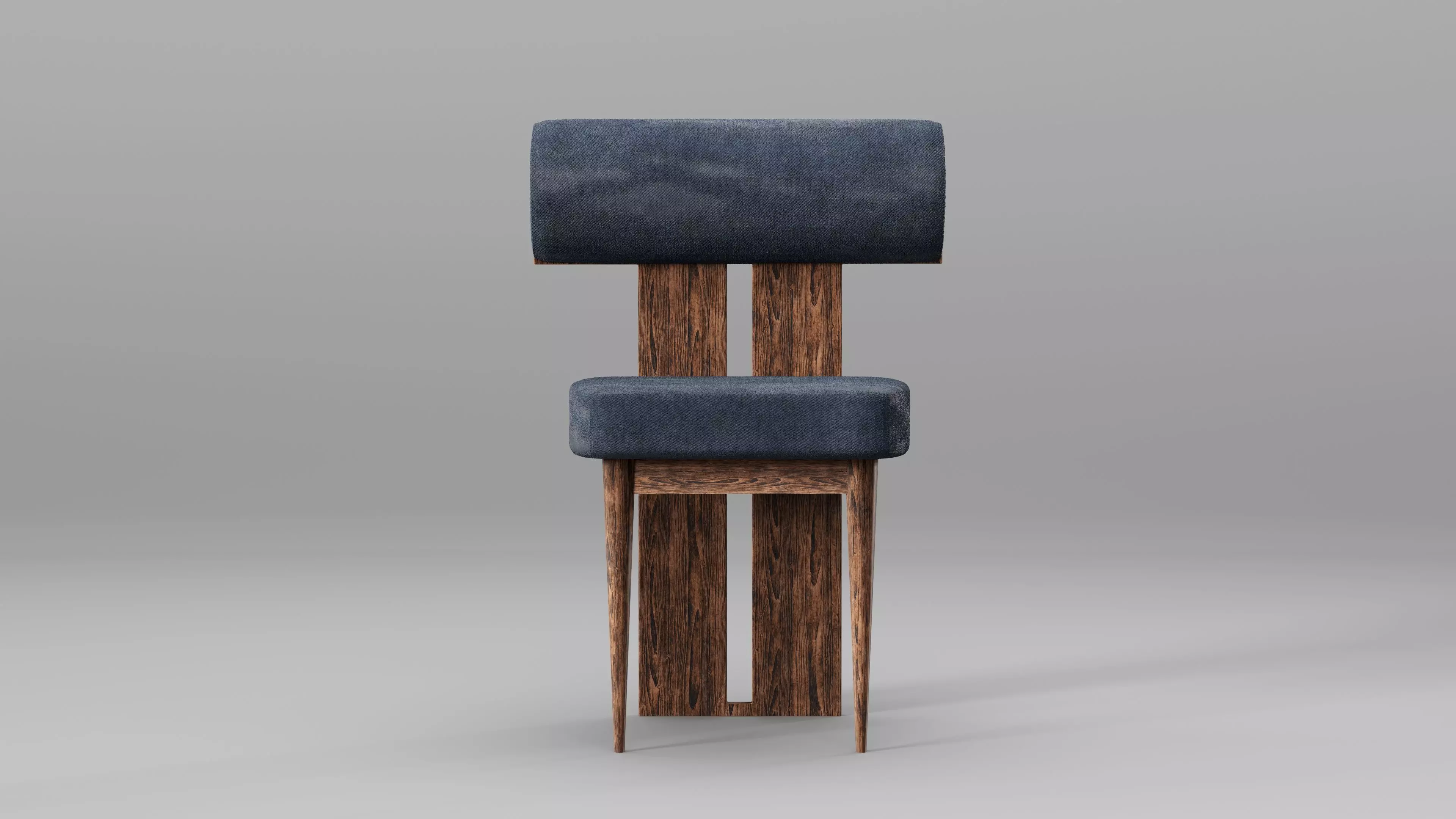 Modern Wooden Chair Low-poly 3D model_3