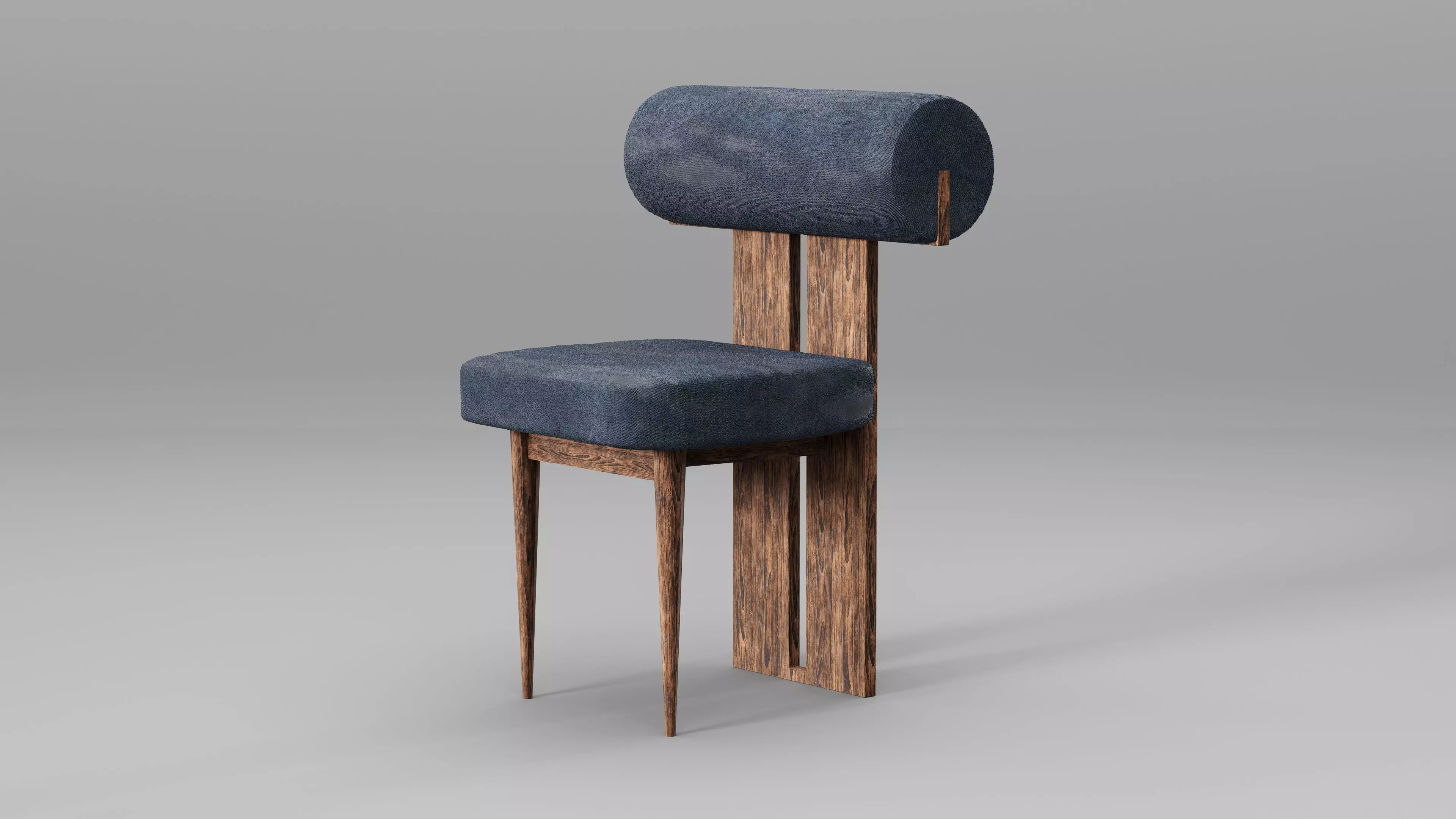 Modern Wooden Chair Low-poly 3D model_1