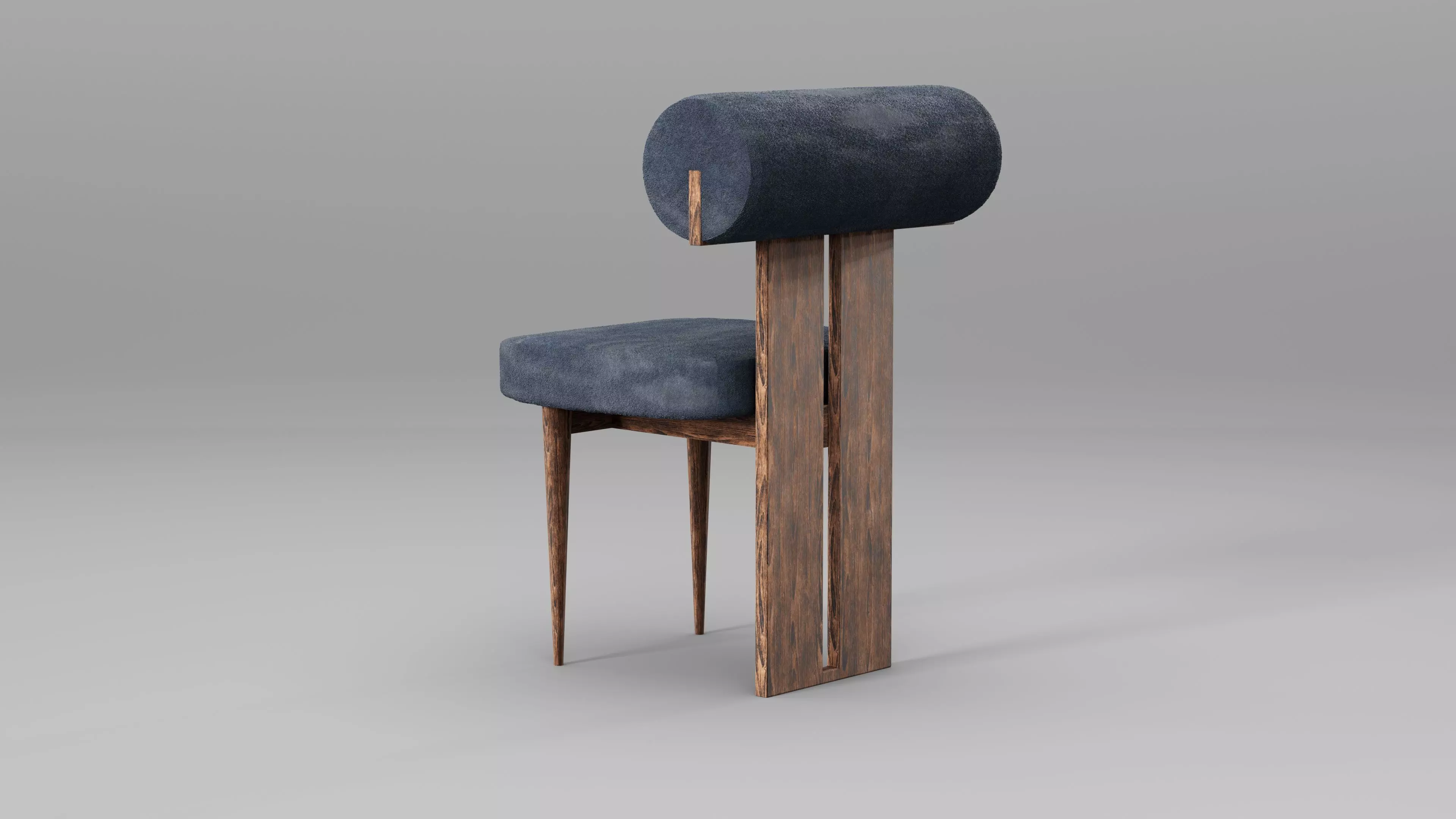 Modern Wooden Chair Low-poly 3D model_2